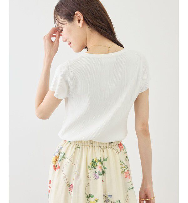 Rope&rsquo;Picnic「八方映えニット フレンチスリーブキーネックニットプルオーバー/UVカット・イージーケア」|ニット・セーター|