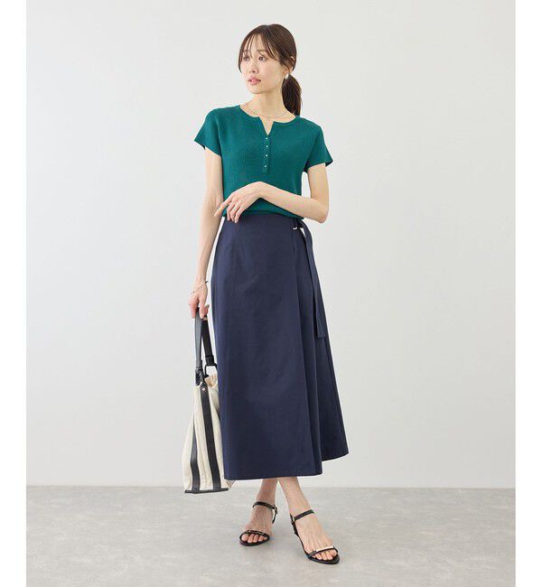 Rope&rsquo;Picnic「八方映えニット フレンチスリーブキーネックニットプルオーバー/UVカット・イージーケア」|ニット・セーター|