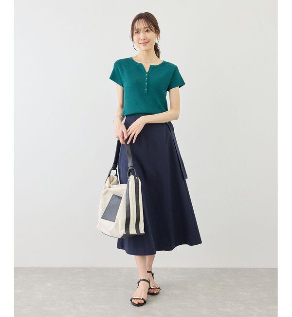 Rope&rsquo;Picnic「八方映えニット フレンチスリーブキーネックニットプルオーバー/UVカット・イージーケア」|ニット・セーター|