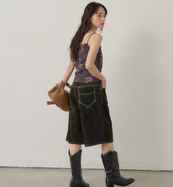  「フロッキーデニムハーフパンツ」|デニム|