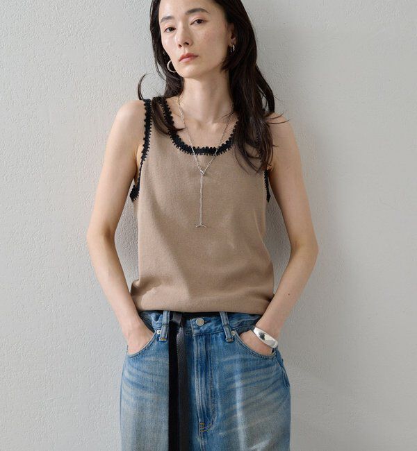 「【HERITANOVUM】クロシェットヘムタンクトップ」|ニット・セーター|モカ