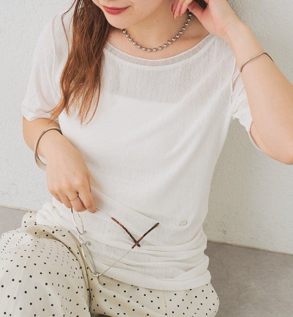  「サイドギャザーシアーTシャツ」|Tシャツ・カットソー|