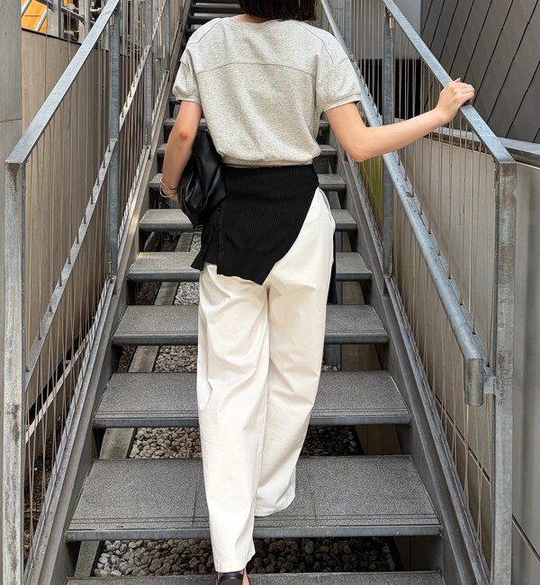  「ラウンド切替クロップT」|Tシャツ・カットソー|