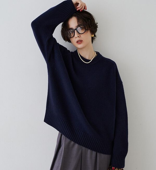 Rouge vif「クィーンズタウンウールクルーネックニットプルオーバー【予約】」|ニット・セーター|ネイビー