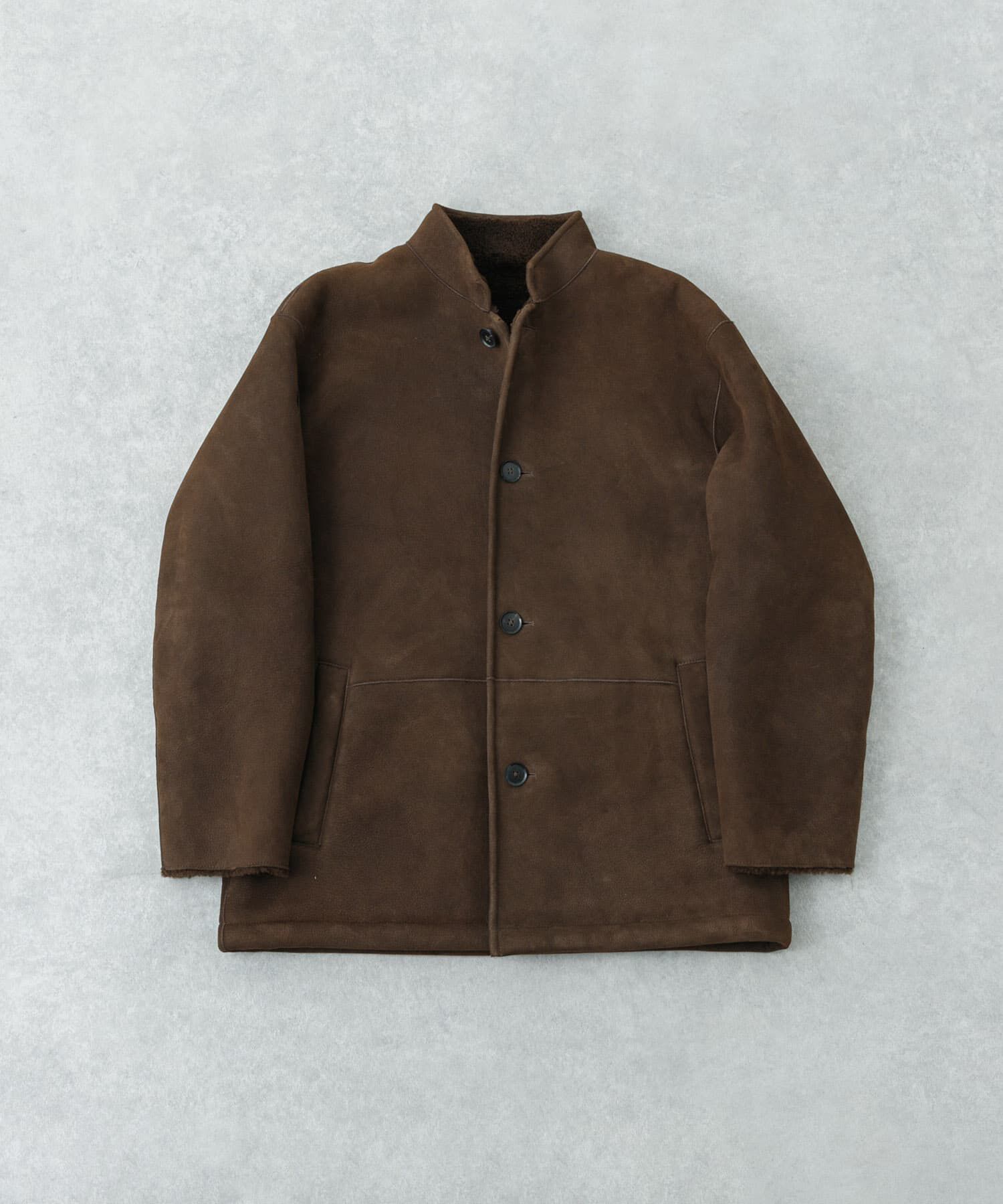 URBAN RESEARCH「new basic　SHEEP MOUTON JACKET」|ノーカラーコート|