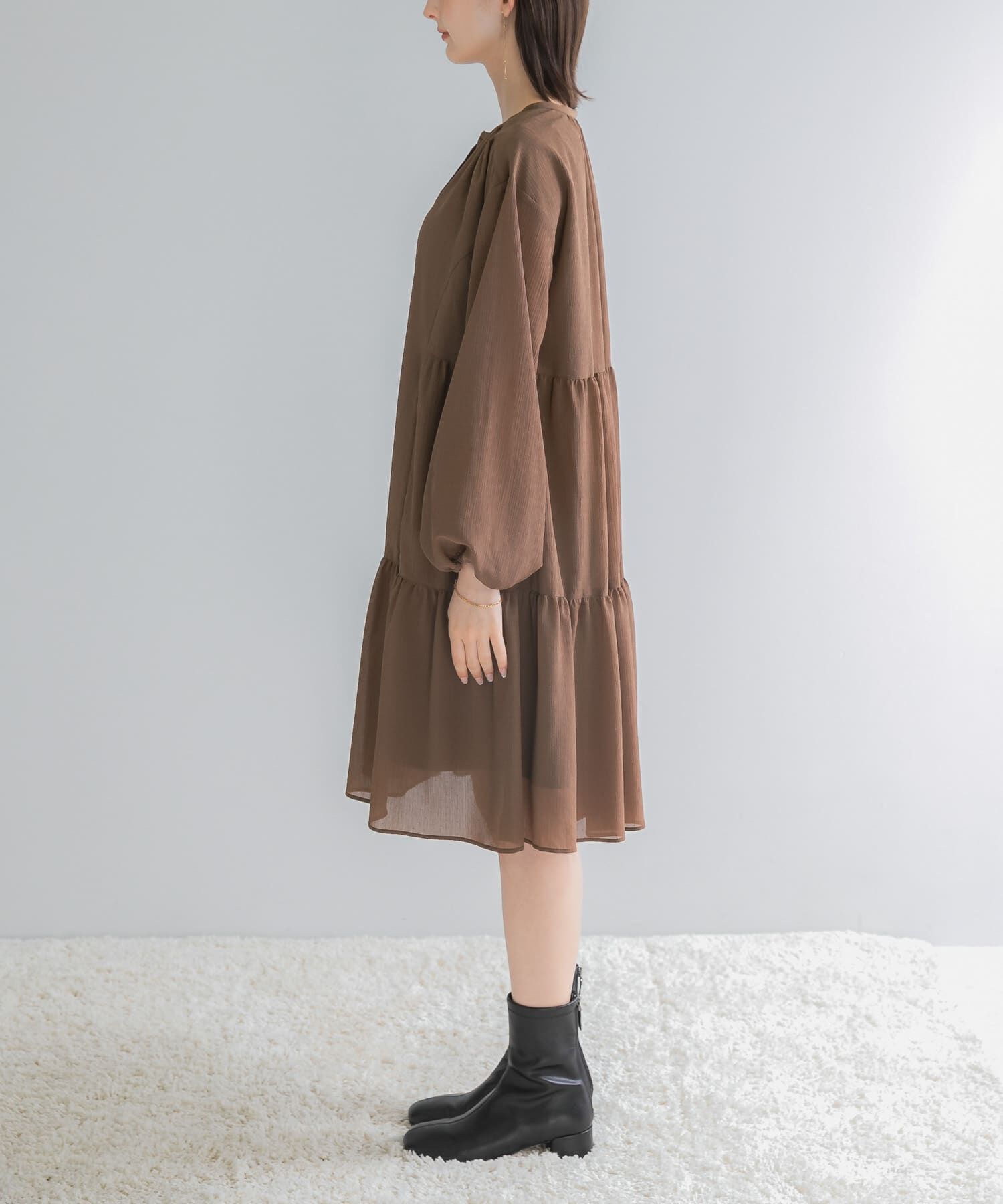 URBAN RESEARCH ROSSO「キーネックボリュームミニワンピース」|ワンピース|
