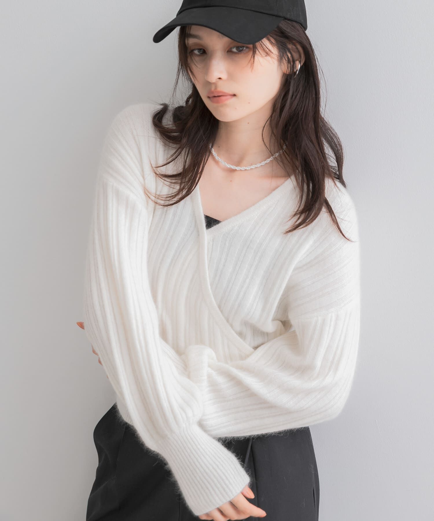 URBAN RESEARCH ROSSO「『一部WEB限定カラー』ランダムリブカシュクールニット」|ニット・セーター|
