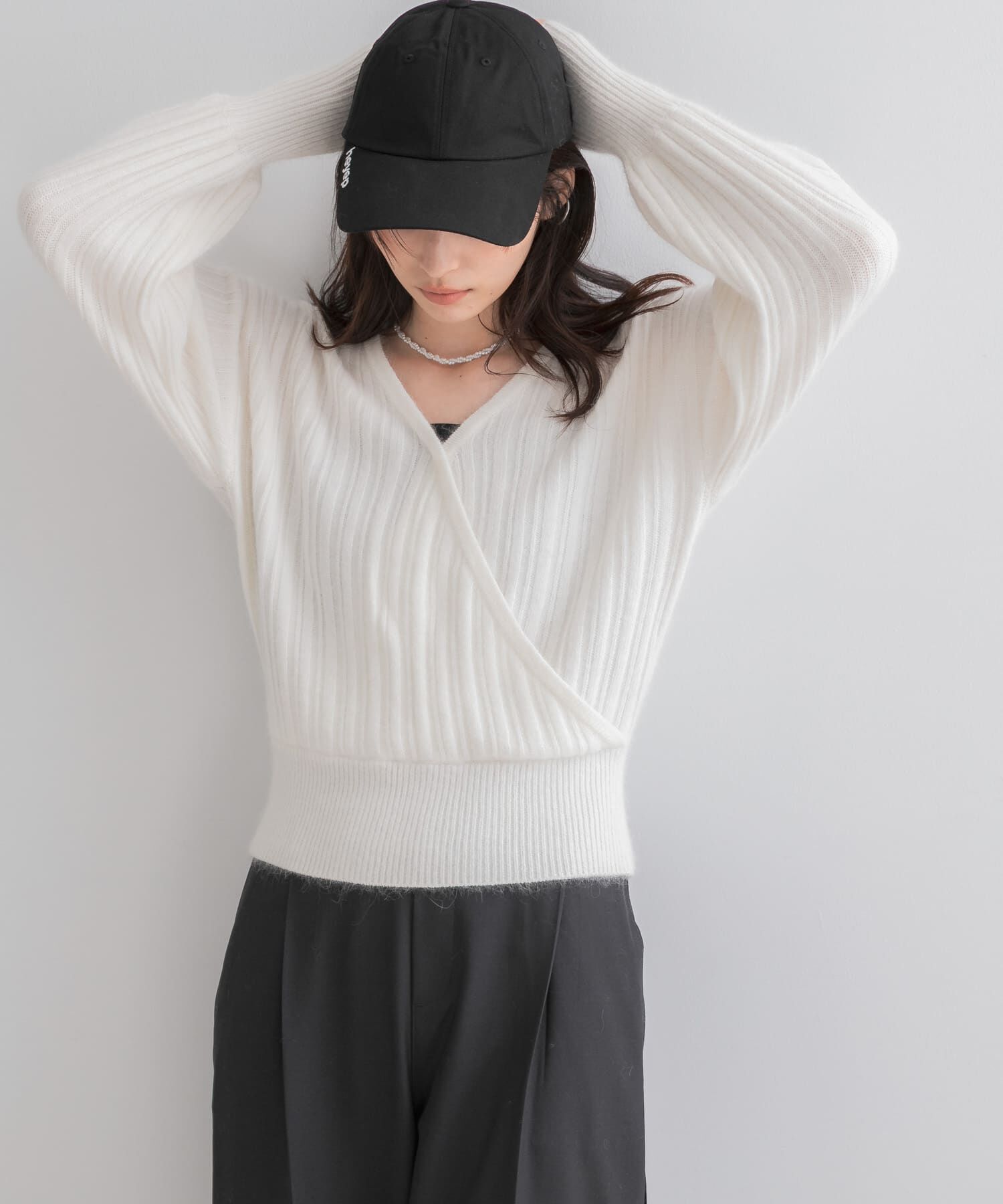 URBAN RESEARCH ROSSO「『一部WEB限定カラー』ランダムリブカシュクールニット」|ニット・セーター|