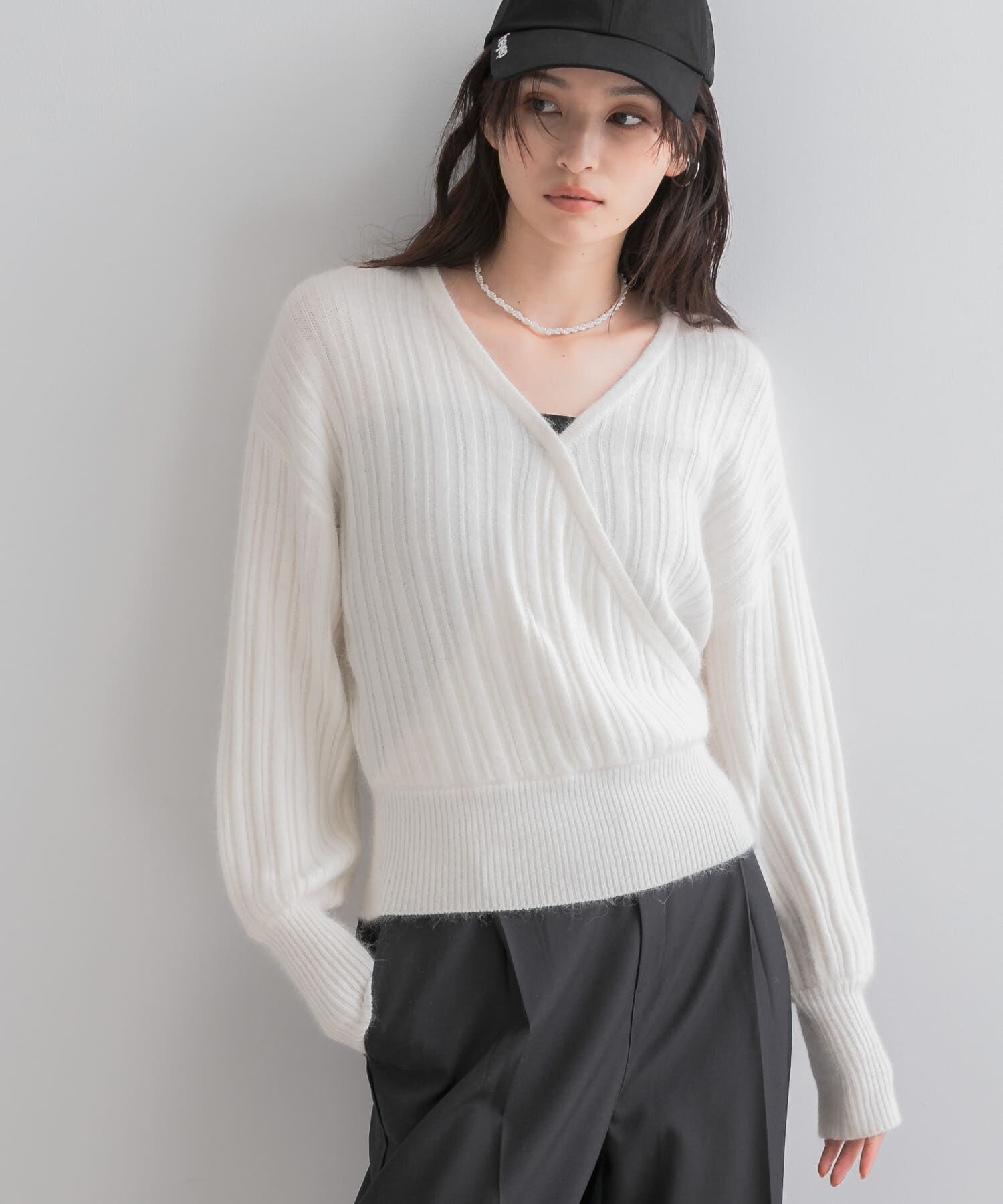 URBAN RESEARCH ROSSO「『一部WEB限定カラー』ランダムリブカシュクールニット」|ニット・セーター|