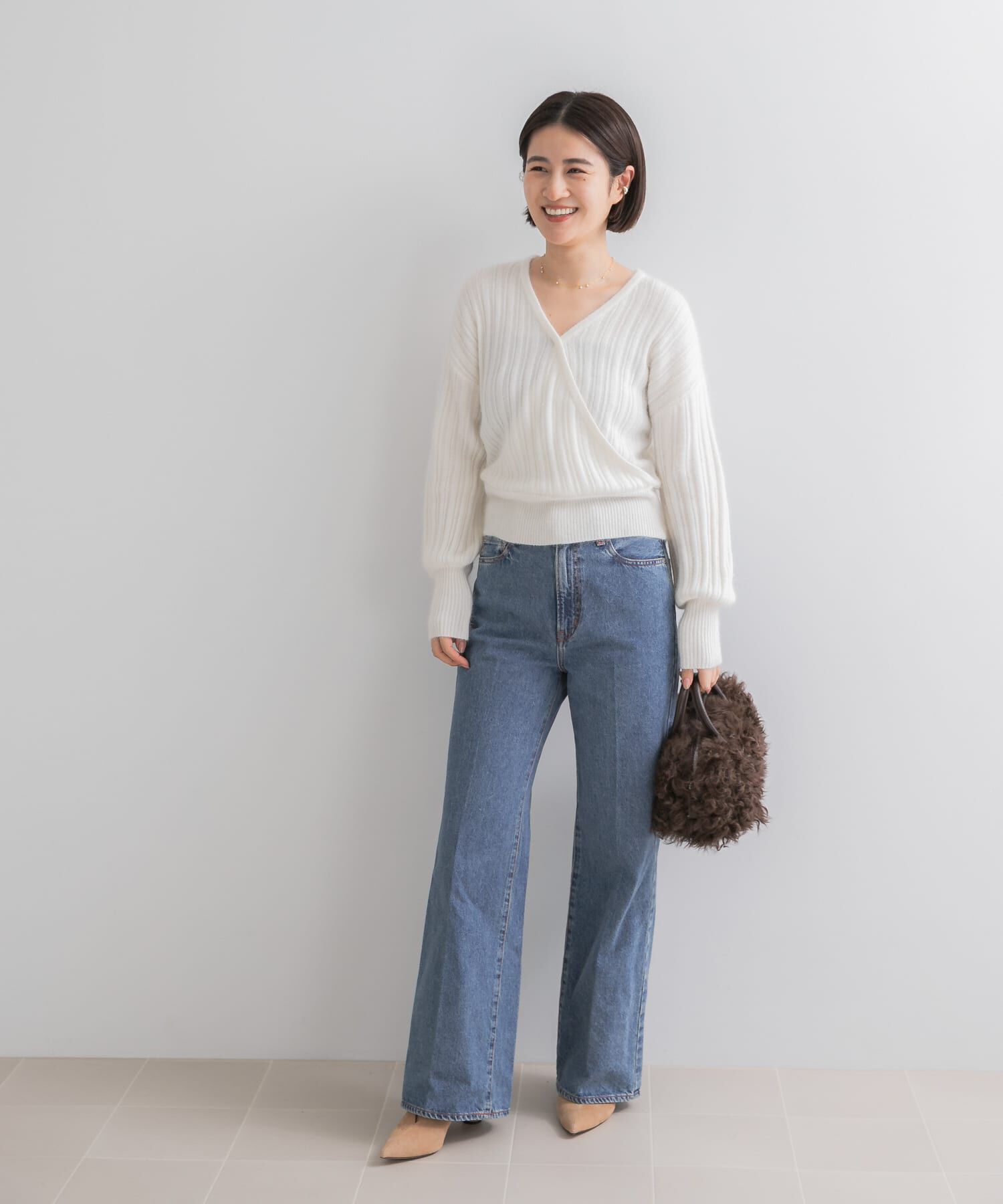 URBAN RESEARCH ROSSO「『一部WEB限定カラー』ランダムリブカシュクールニット」|ニット・セーター|