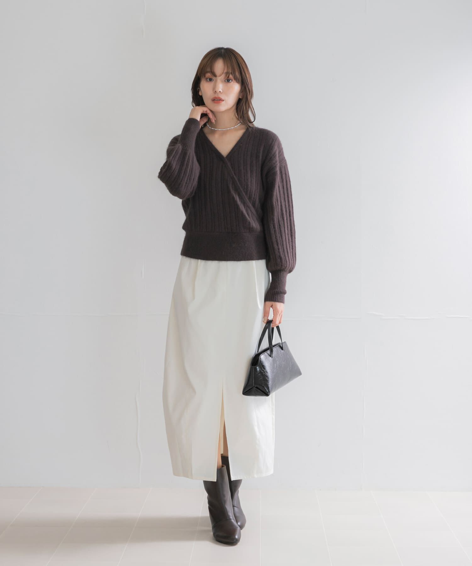 URBAN RESEARCH ROSSO「『一部WEB限定カラー』ランダムリブカシュクールニット」|ニット・セーター|