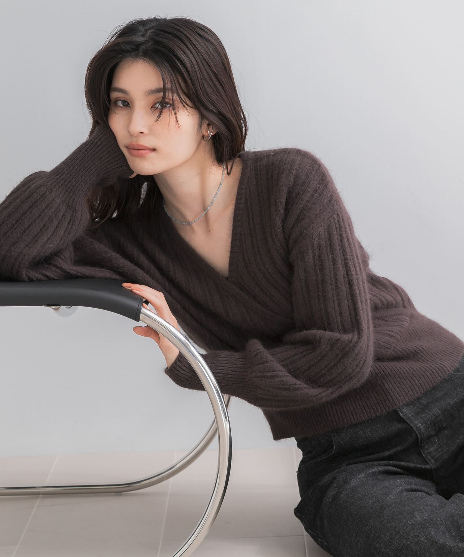 URBAN RESEARCH ROSSO「『一部WEB限定カラー』ランダムリブカシュクールニット」|ニット・セーター|