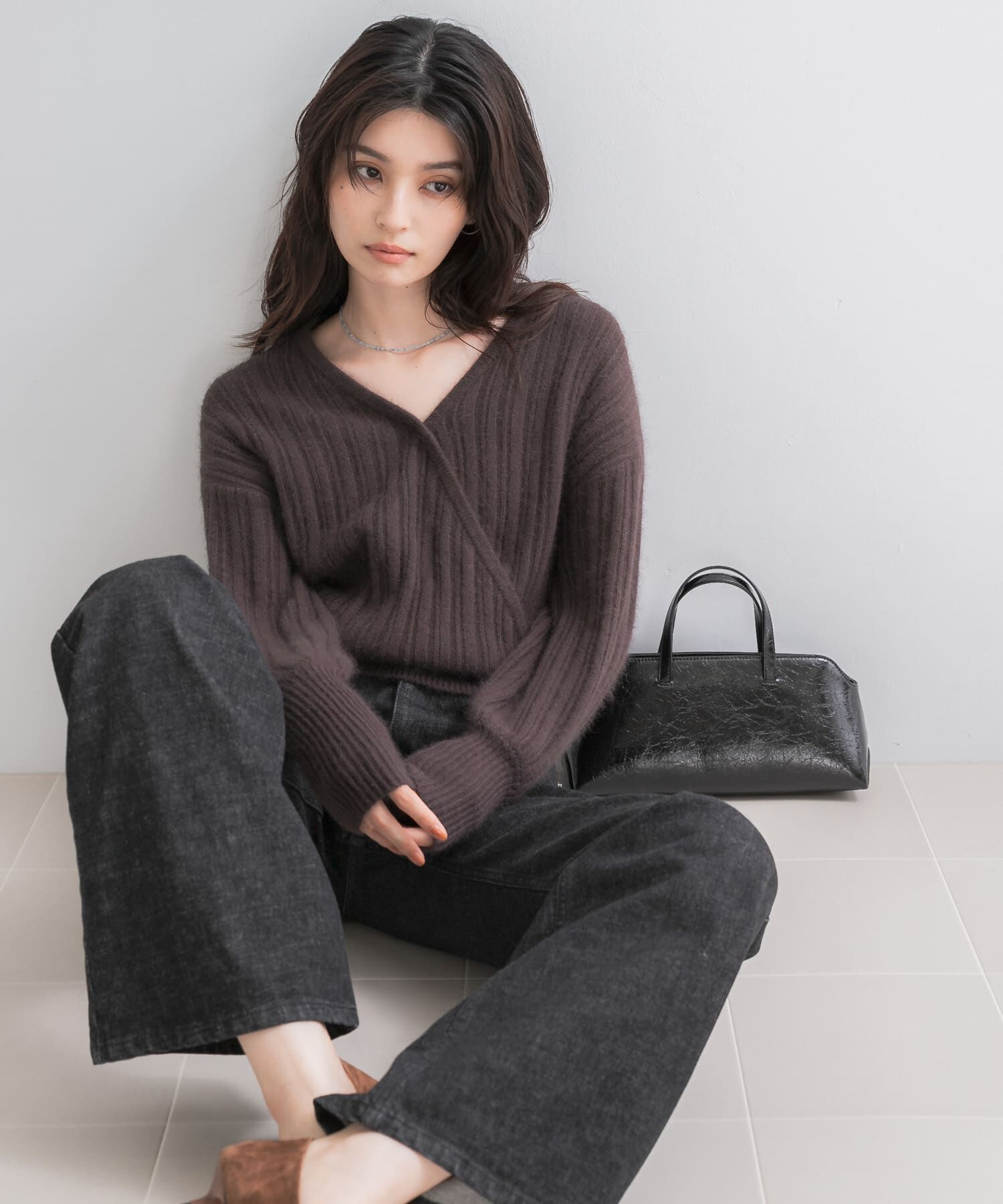 URBAN RESEARCH ROSSO「『一部WEB限定カラー』ランダムリブカシュクールニット」|ニット・セーター|