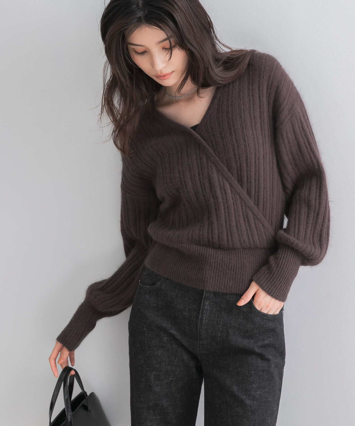URBAN RESEARCH ROSSO「『一部WEB限定カラー』ランダムリブカシュクールニット」|ニット・セーター|