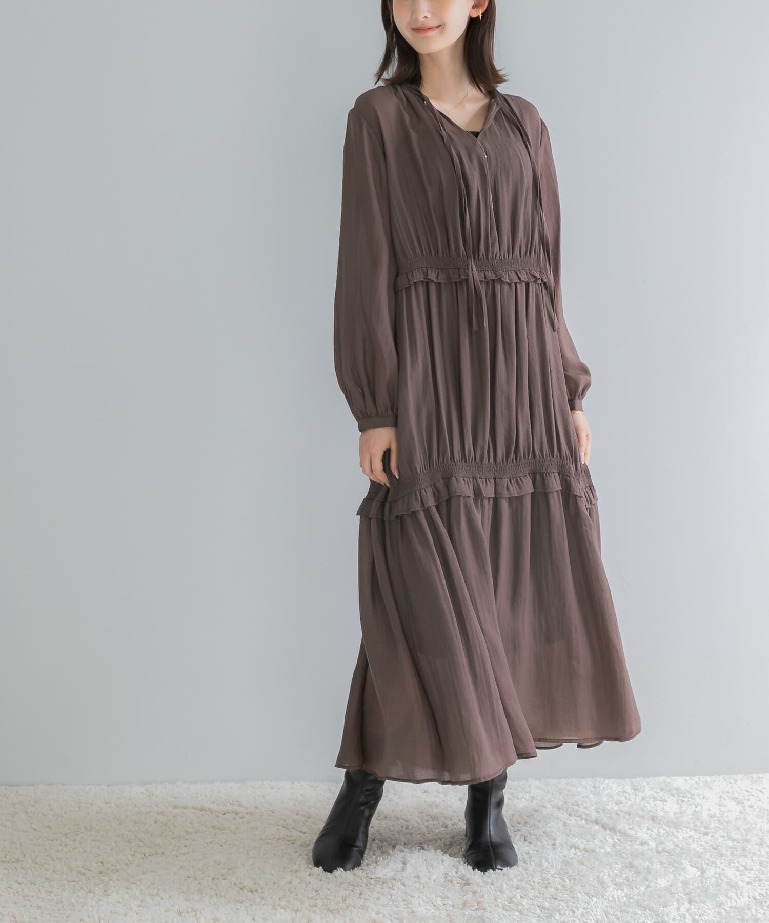 URBAN RESEARCH ROSSO「ボリュームギャザーロングワンピース」|その他|