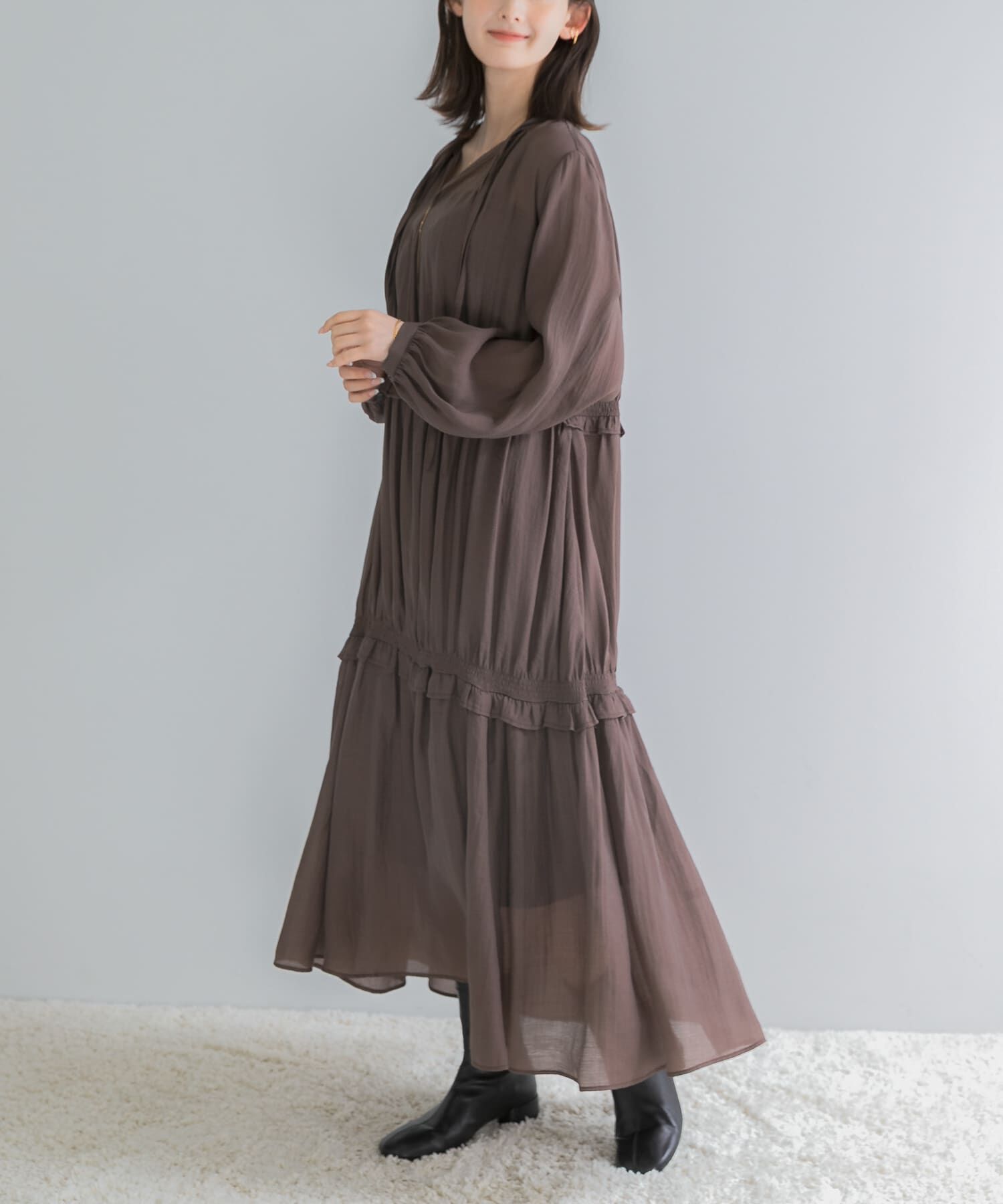 URBAN RESEARCH ROSSO「ボリュームギャザーロングワンピース」|その他|