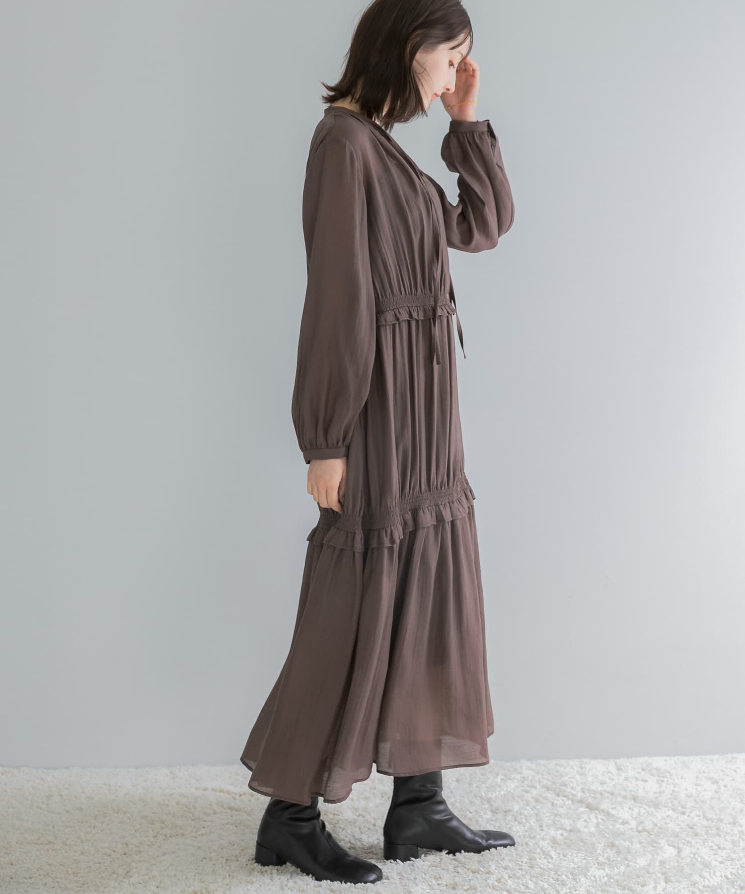 URBAN RESEARCH ROSSO「ボリュームギャザーロングワンピース」|その他|