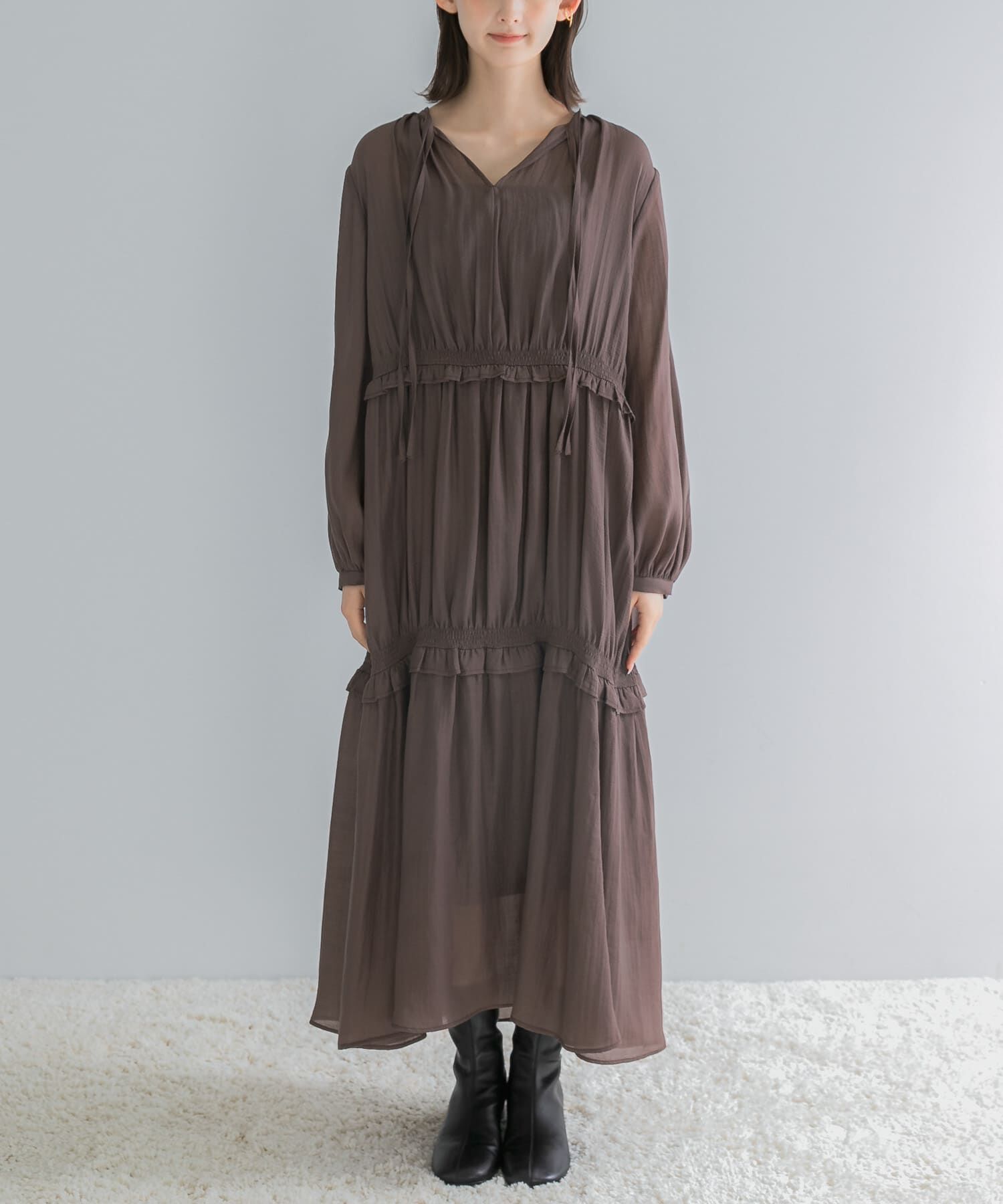 URBAN RESEARCH ROSSO「ボリュームギャザーロングワンピース」|その他|