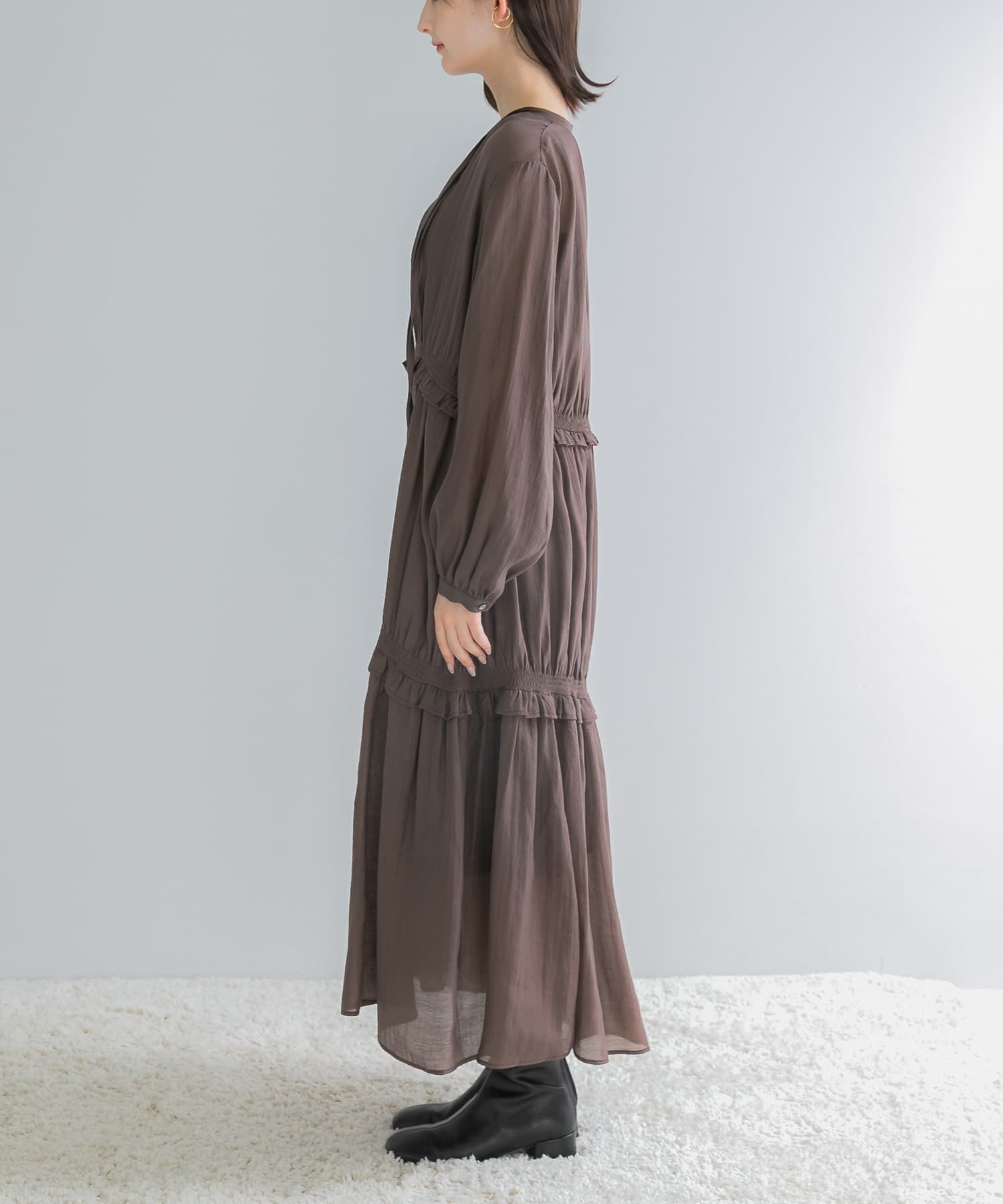 URBAN RESEARCH ROSSO「ボリュームギャザーロングワンピース」|その他|