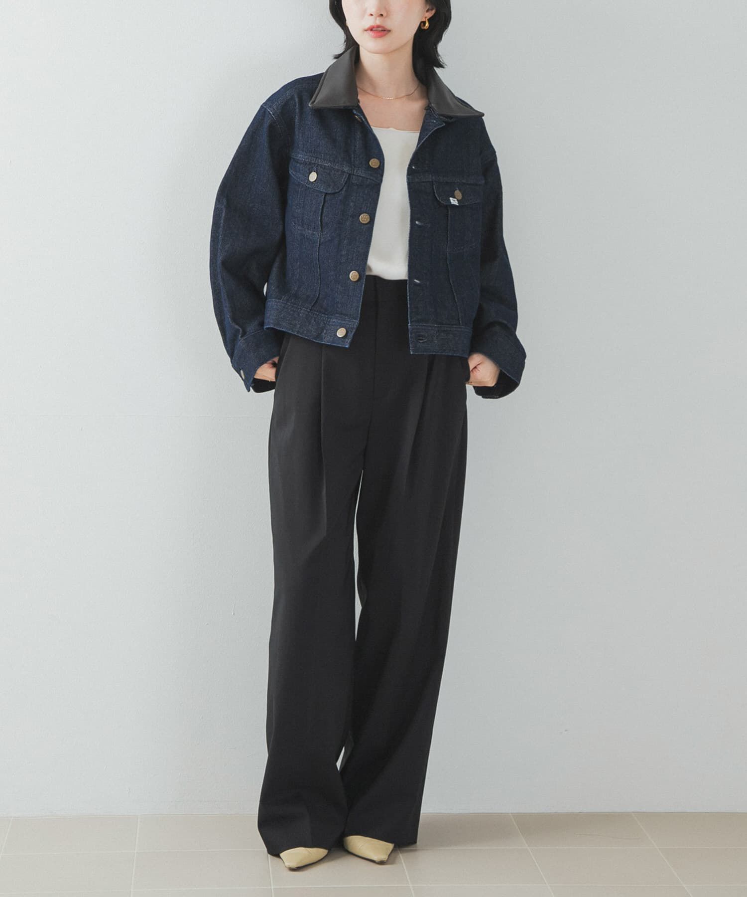 URBAN RESEARCH ROSSO「『別注』Lee&times;ROSSO　2WAY COLLAR SHORT JACKET」|デニムジャケット|