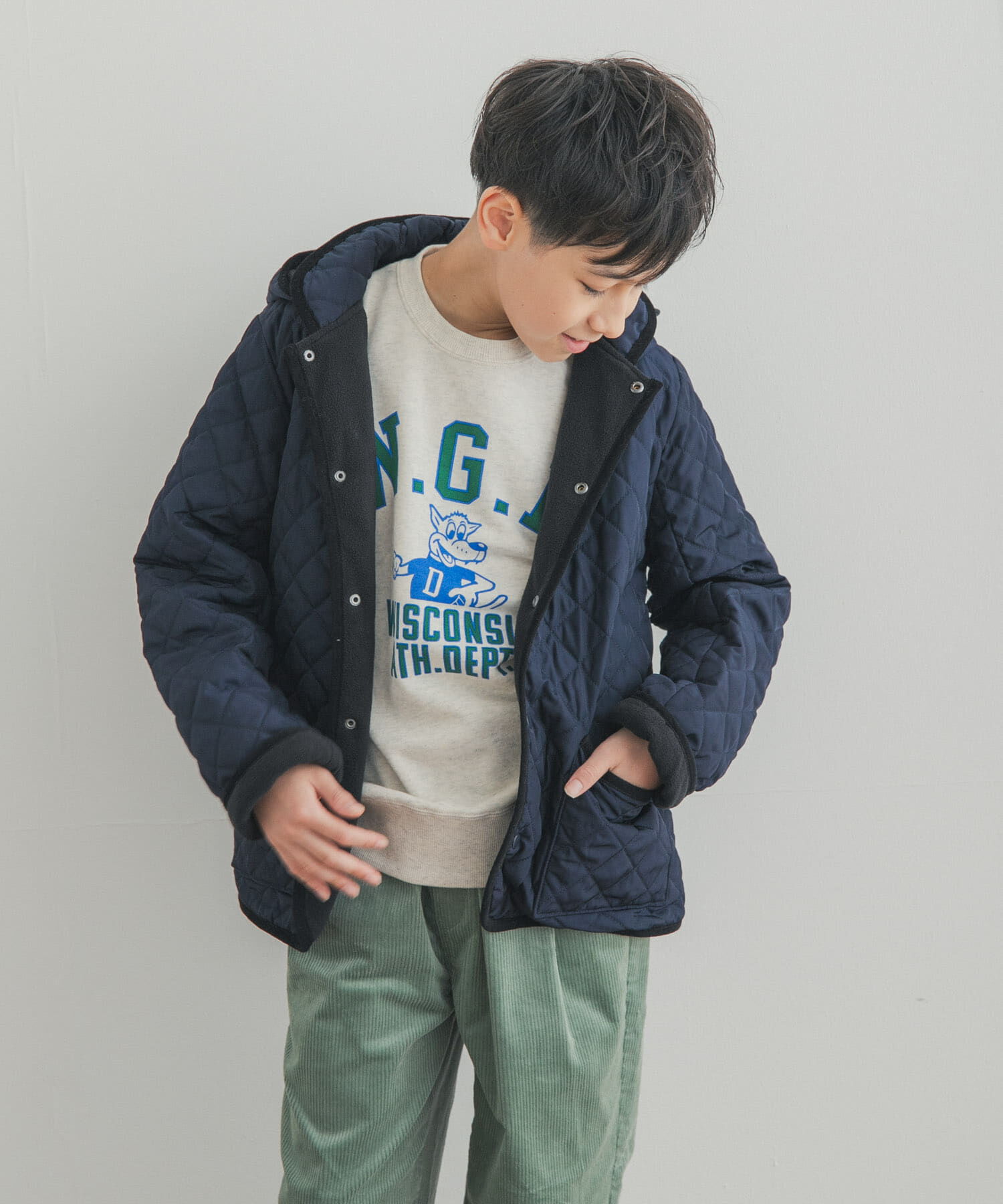 URBAN RESEARCH DOORS「『150サイズ』キルトジャケット(KIDS)」|その他|ネイビー