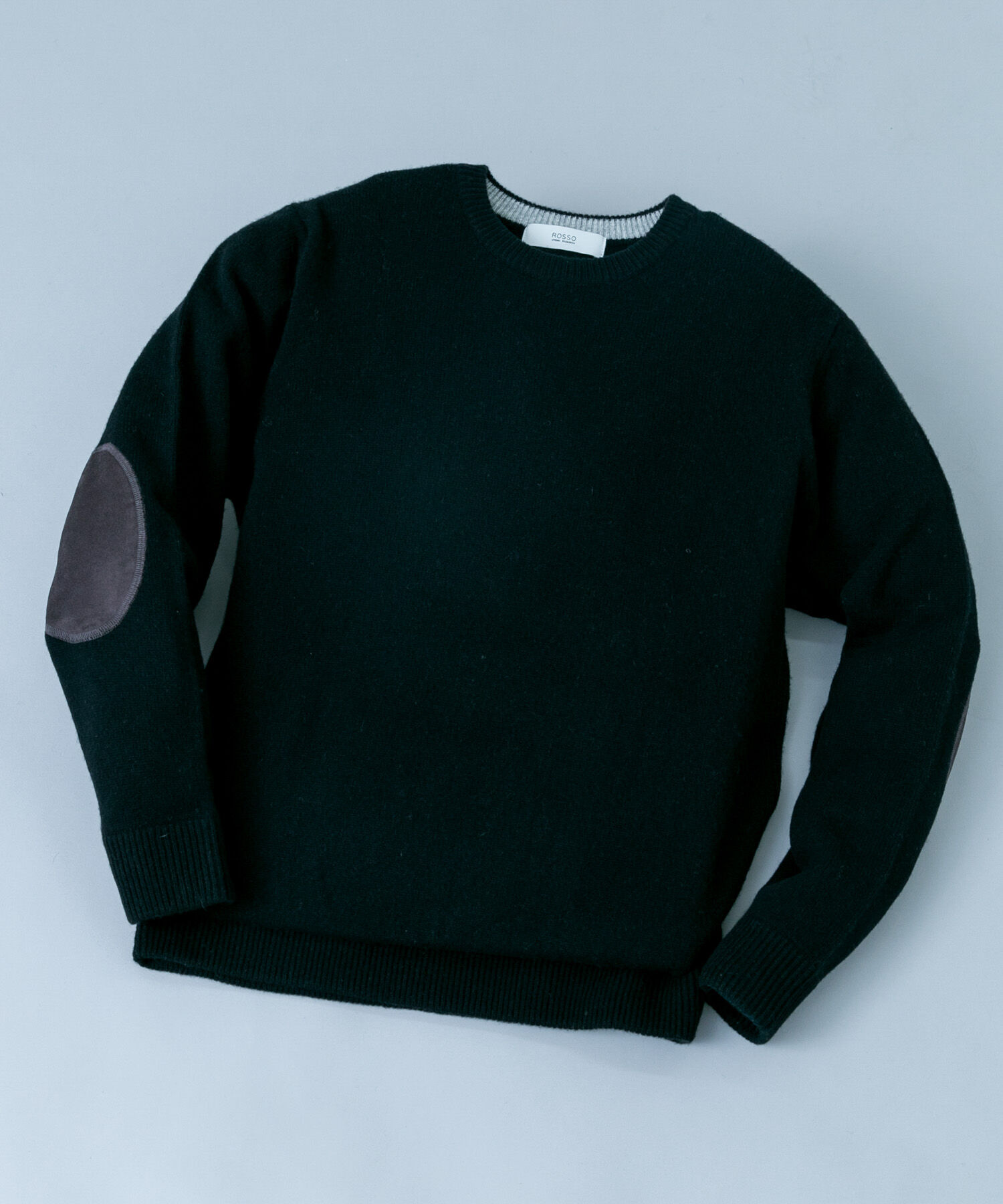 URBAN RESEARCH ROSSO「『XLサイズあり』ハミルトンラムズウールエルボーパッチニット」|ニット・セーター|ブラック