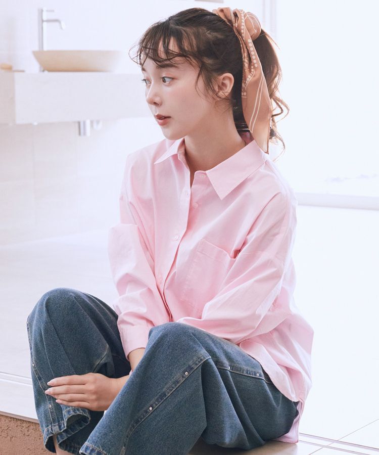 earth music&ecology「バックツイストオーバーシャツ」|シャツ・ブラウス|Light Pink