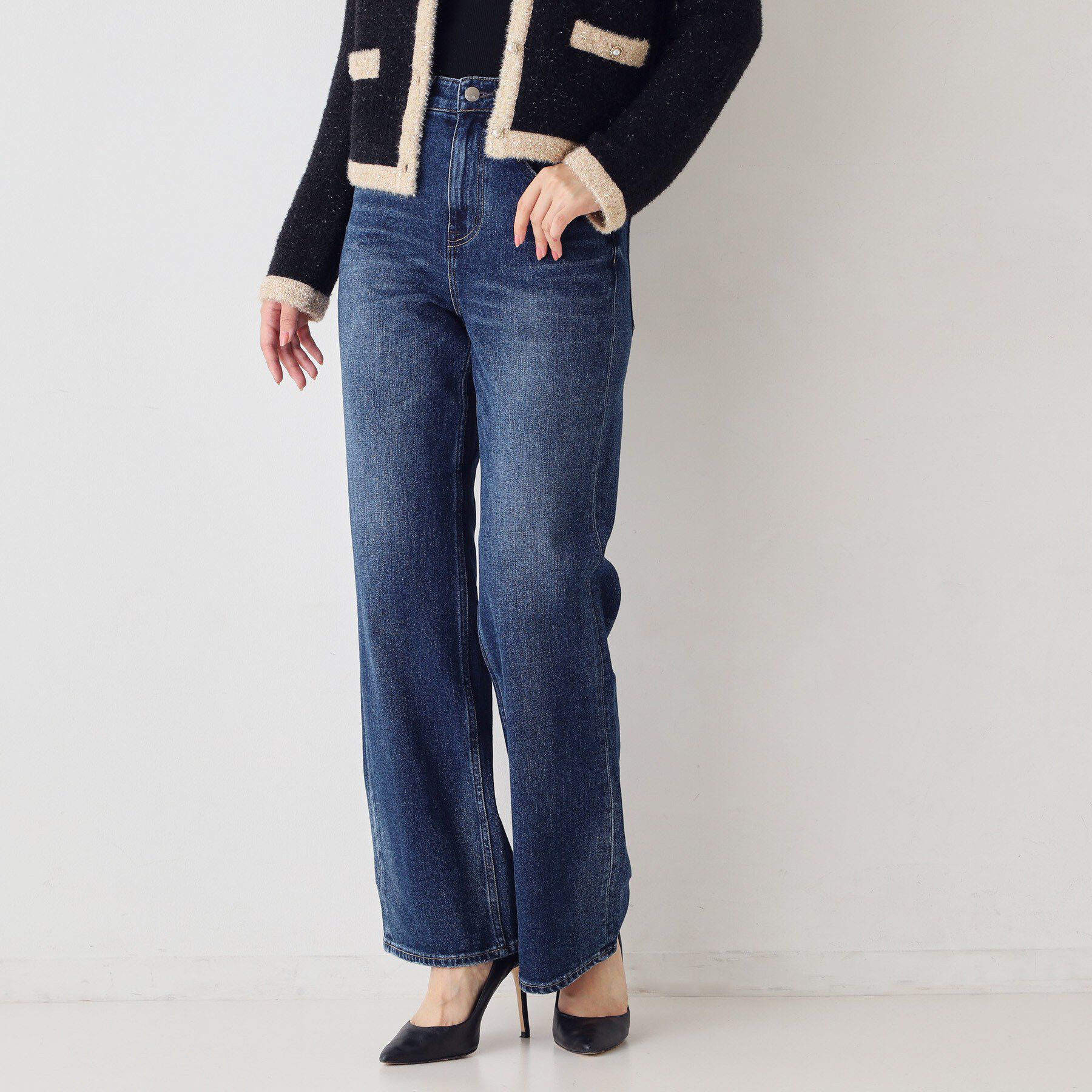 COUP DE CHANCE「【Healthy DENIM】Aquaフレアパンツ」|デニム|ネイビー(094)