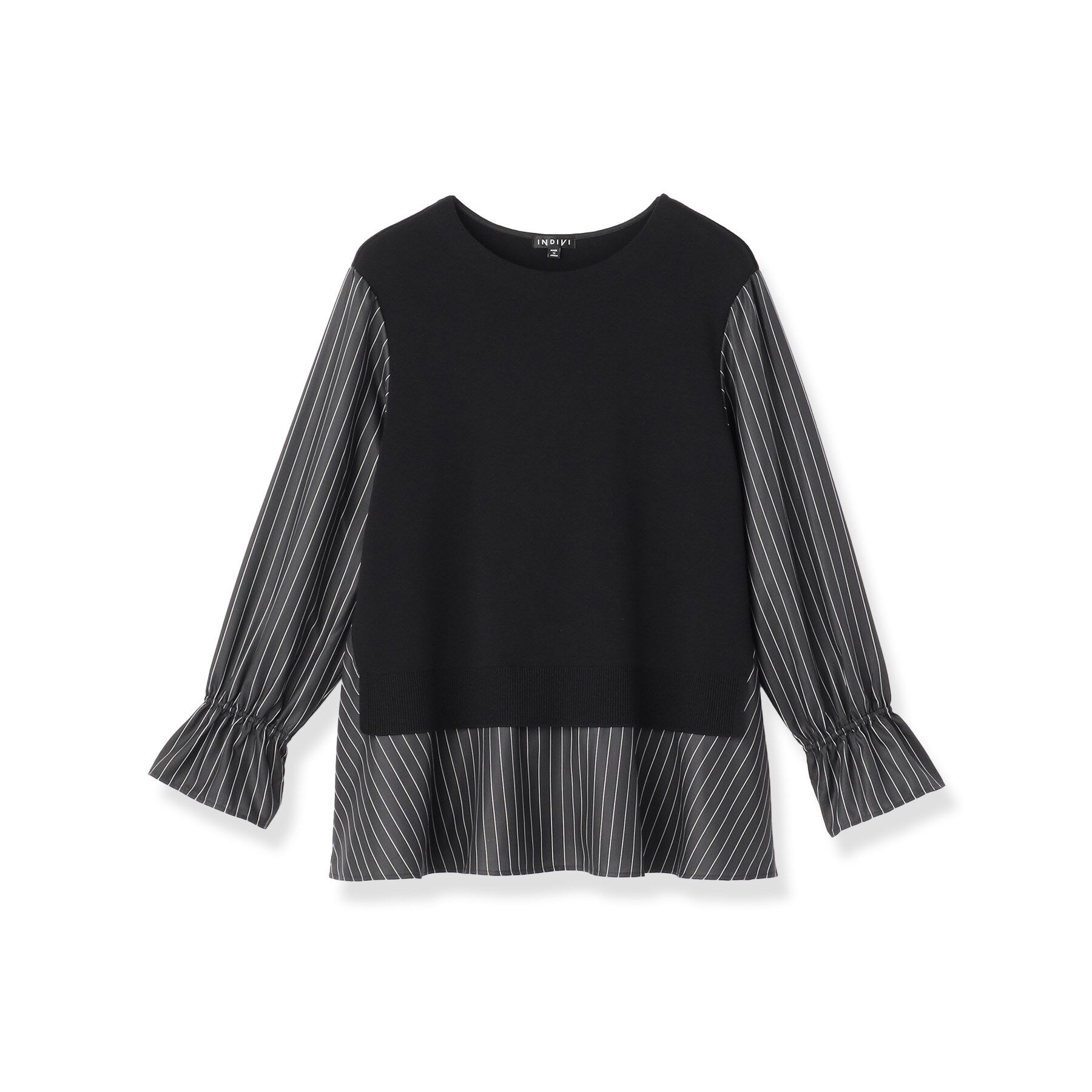 INDIVI「【洗える／1枚でコーデ完成】重ね着風ニットトップス」|Tシャツ・カットソー|