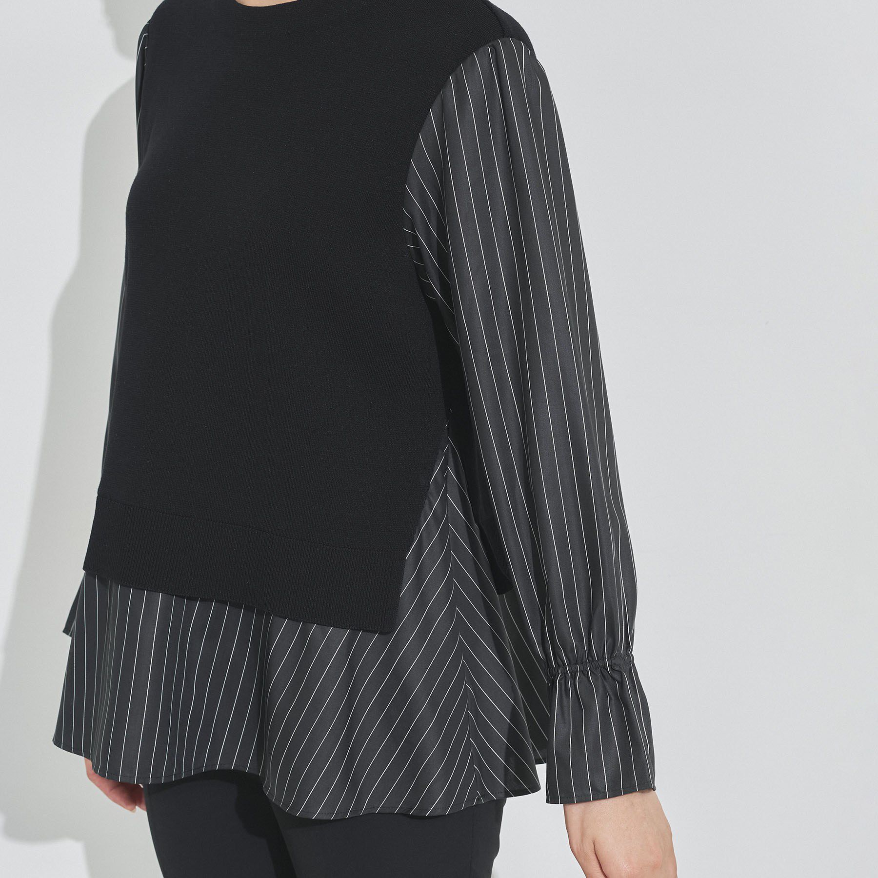 INDIVI「【洗える／1枚でコーデ完成】重ね着風ニットトップス」|Tシャツ・カットソー|