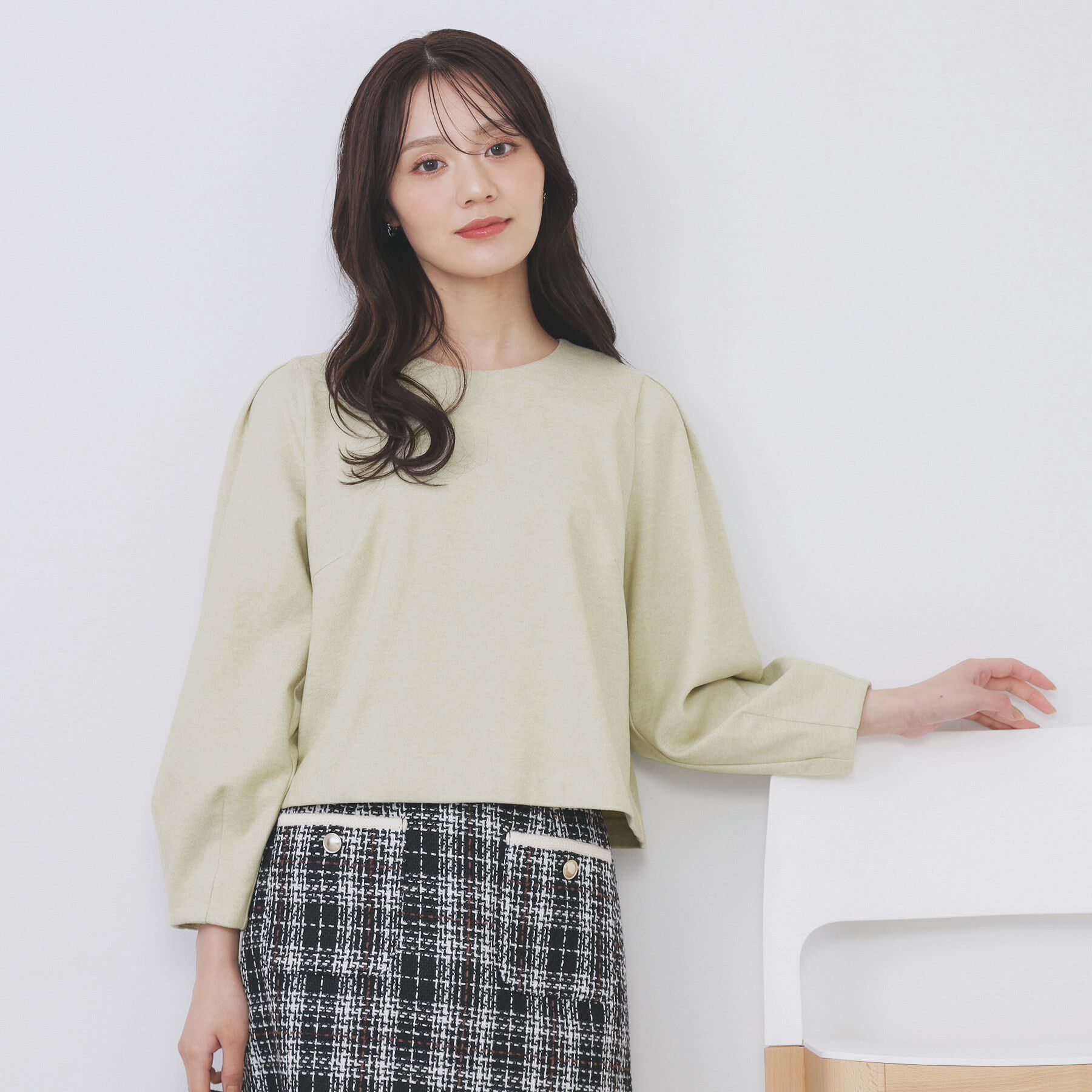 index「コンパクトパフトップス【洗濯機OK／抗ピル／ストレッチ】」|Tシャツ・カットソー|イエロー(031)