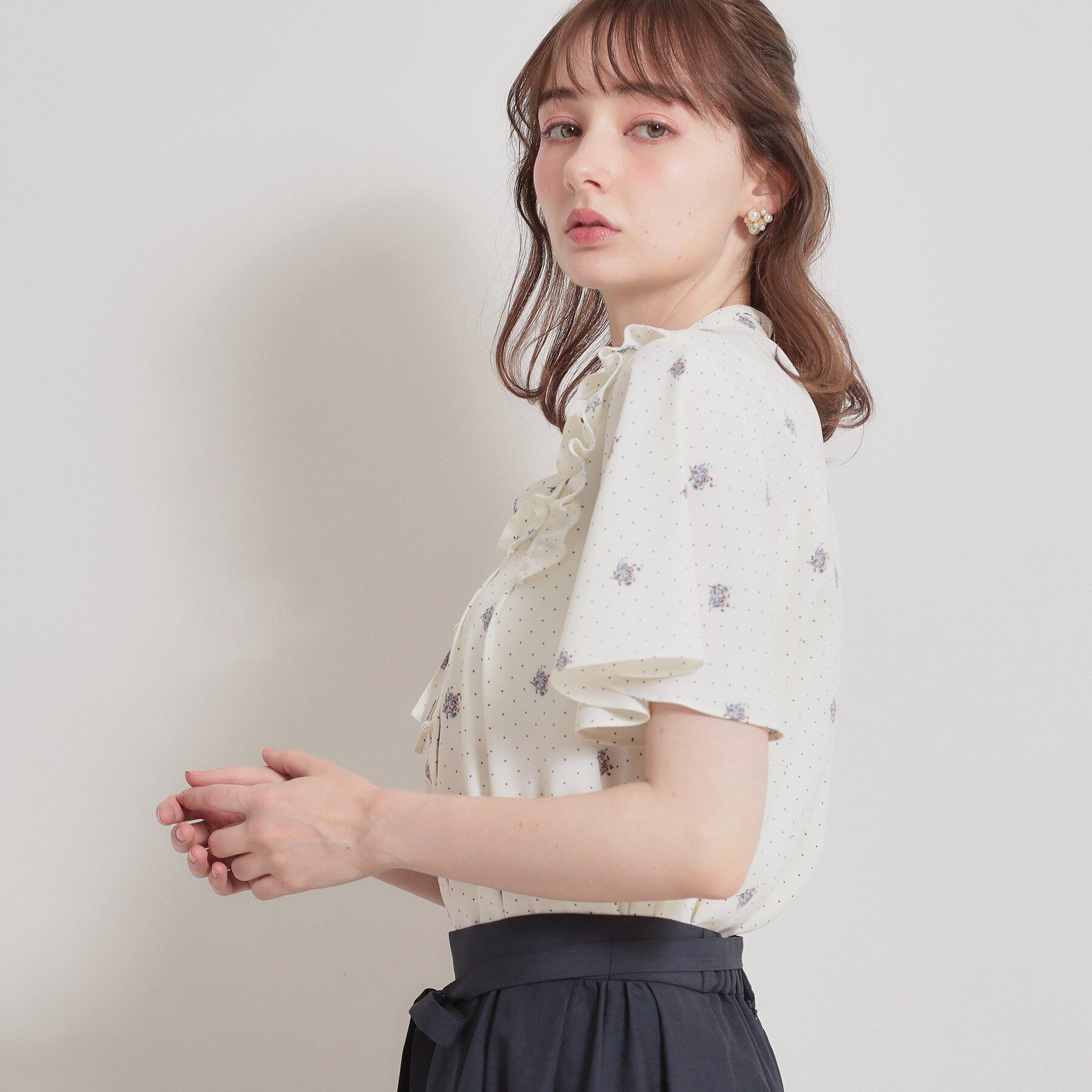 Couture broach「【洗える】ドットフラワー ブラウス」|シャツ・ブラウス|