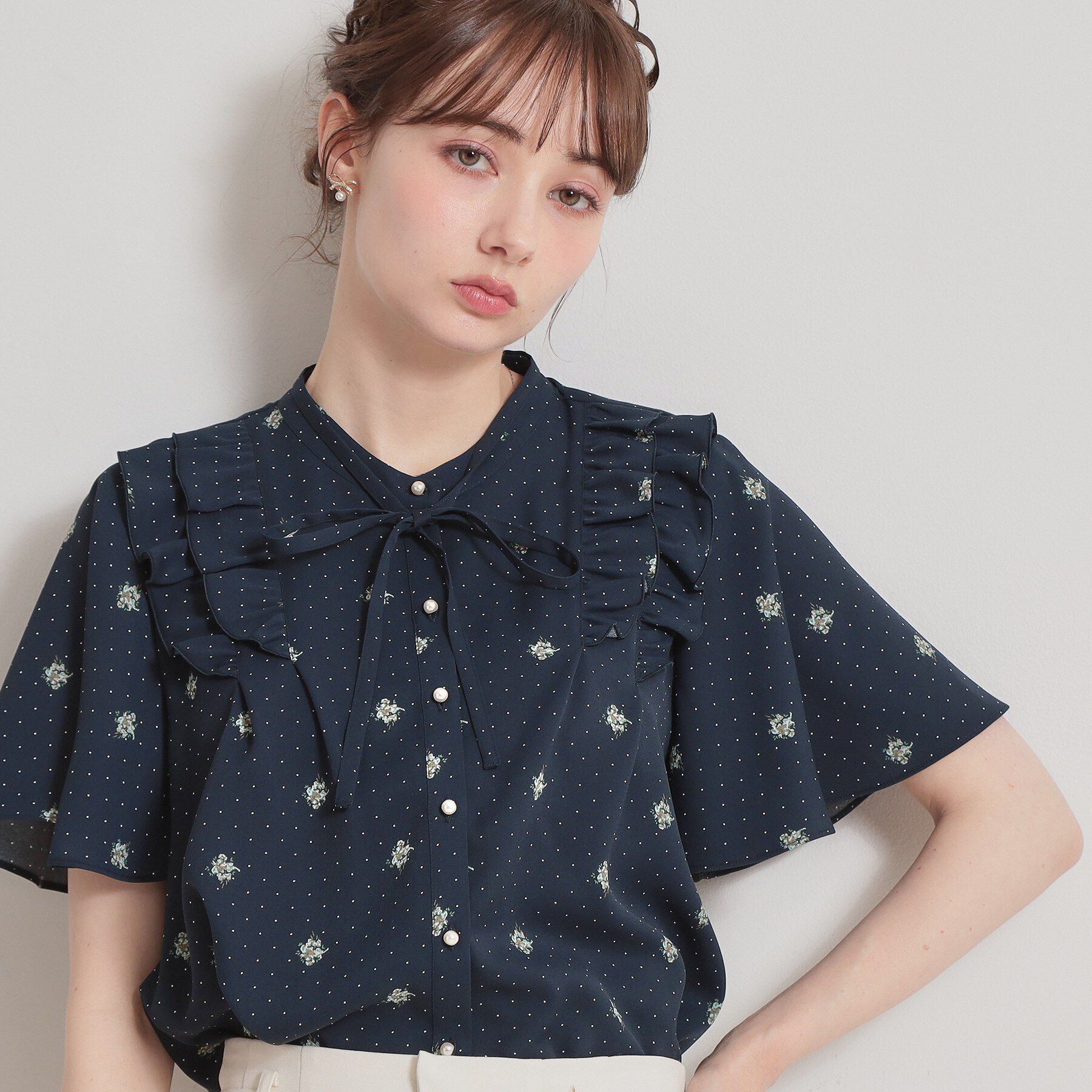 Couture broach「【洗える】ドットフラワー ブラウス」|シャツ・ブラウス|