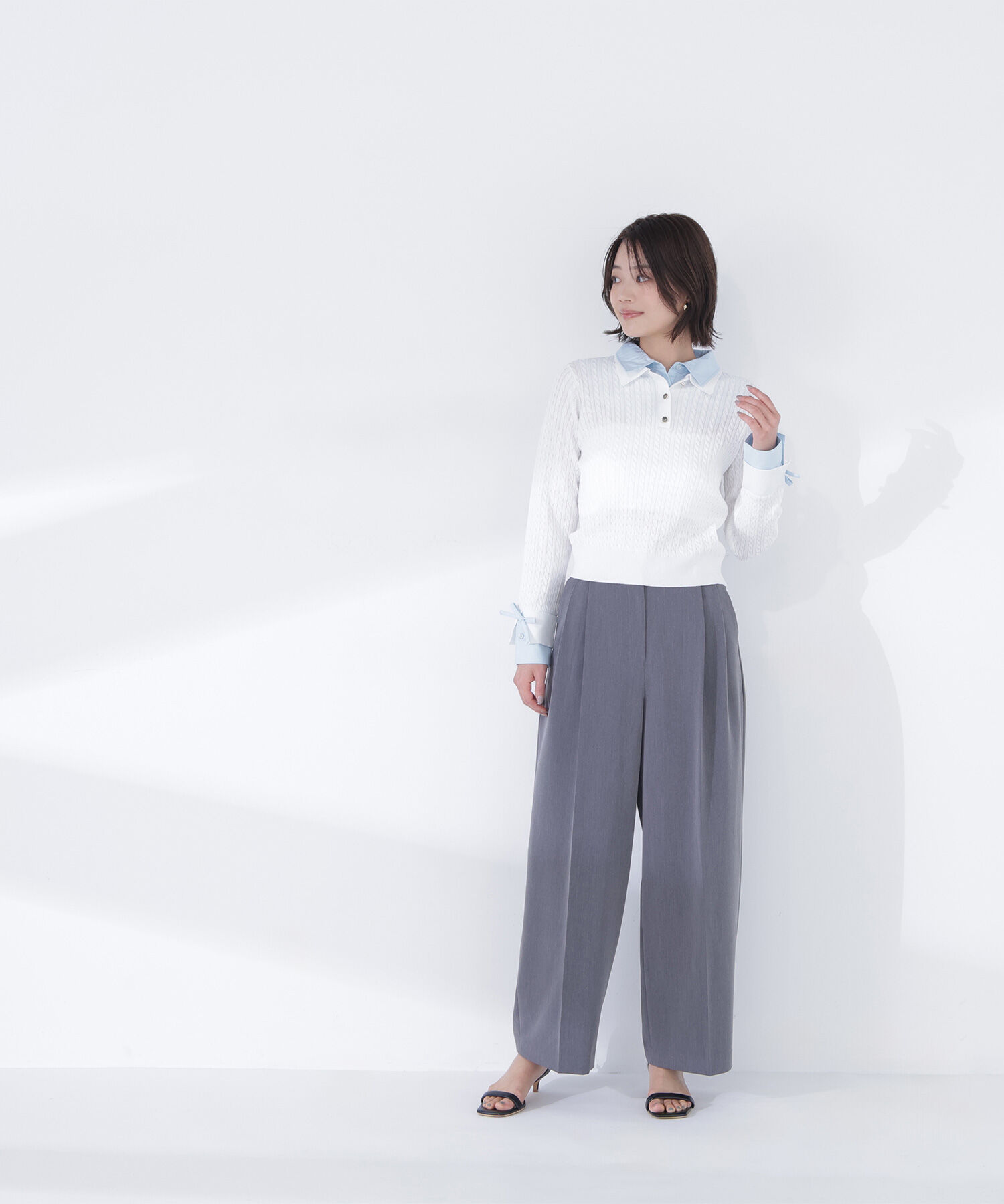  「＜Oggi.jp掲載＞シャツドッキングケーブルニット」|ニット・セーター|