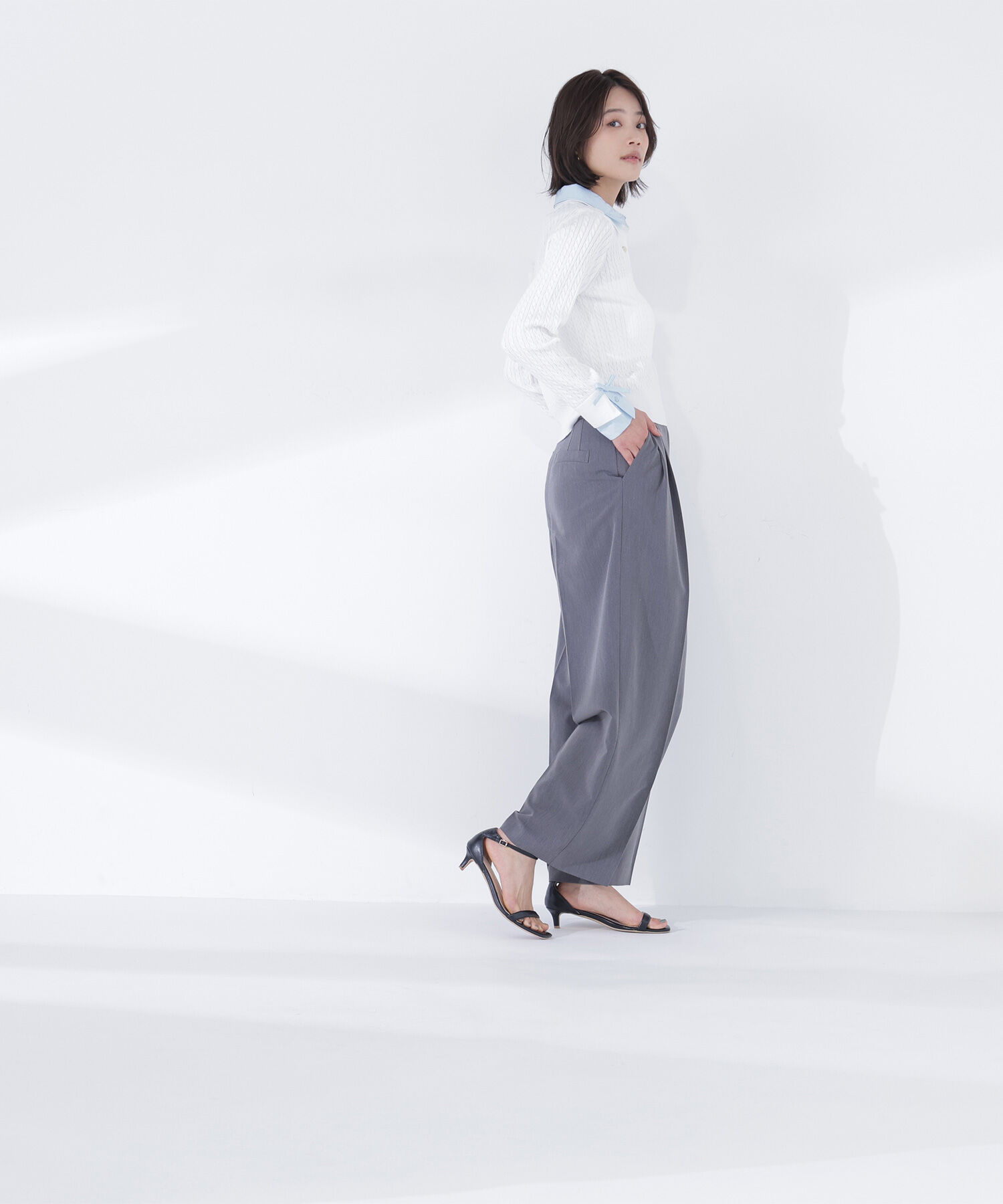  「＜Oggi.jp掲載＞シャツドッキングケーブルニット」|ニット・セーター|