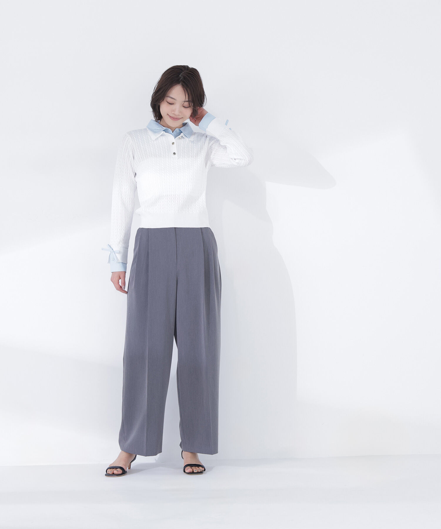  「＜Oggi.jp掲載＞シャツドッキングケーブルニット」|ニット・セーター|