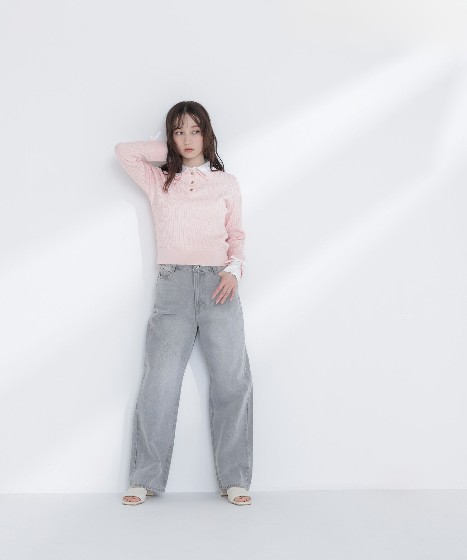  「＜Oggi.jp掲載＞シャツドッキングケーブルニット」|ニット・セーター|