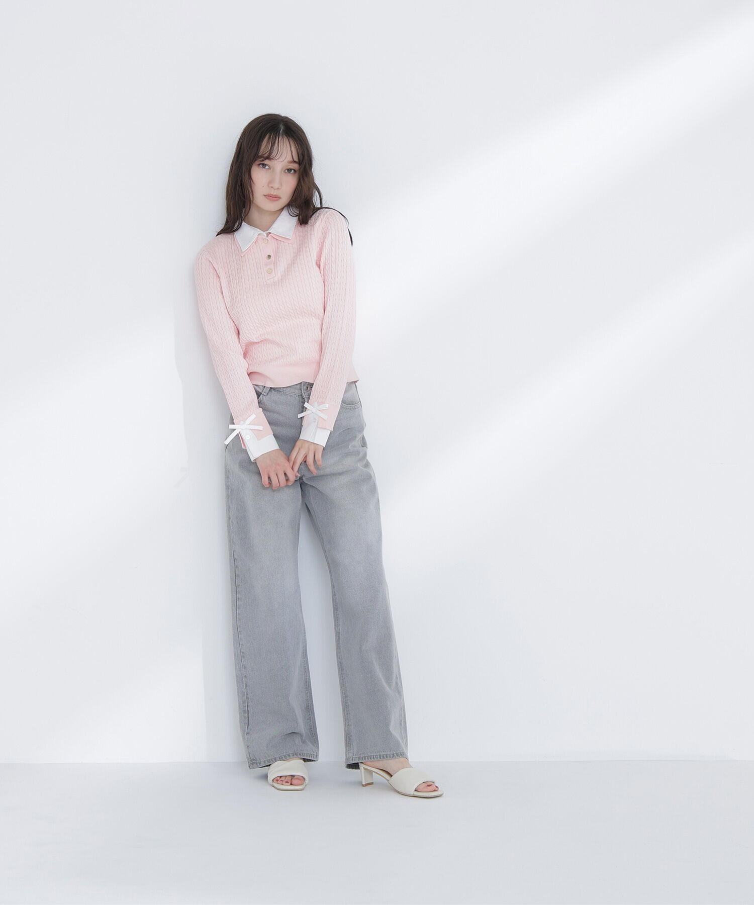  「＜Oggi.jp掲載＞シャツドッキングケーブルニット」|ニット・セーター|
