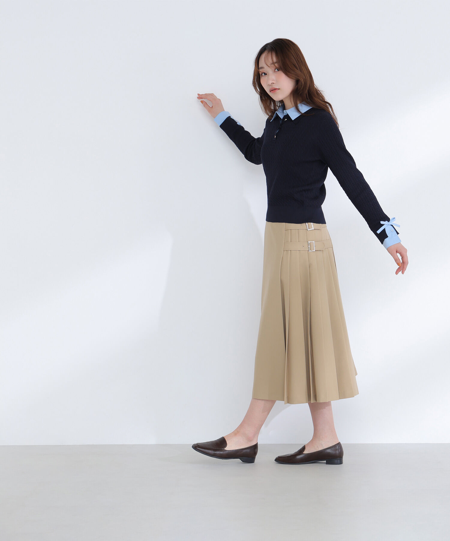  「＜Oggi.jp掲載＞シャツドッキングケーブルニット」|ニット・セーター|