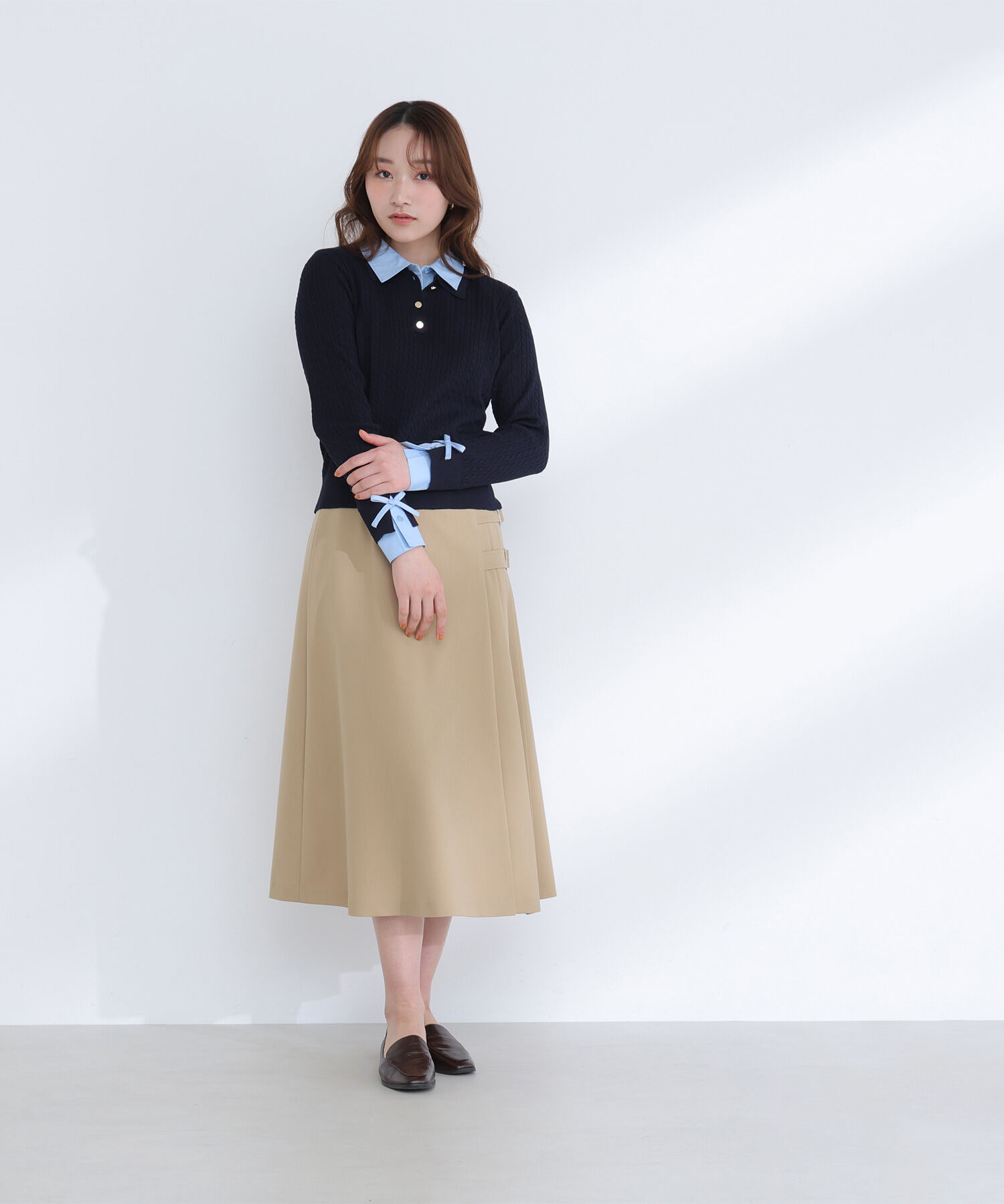  「＜Oggi.jp掲載＞シャツドッキングケーブルニット」|ニット・セーター|