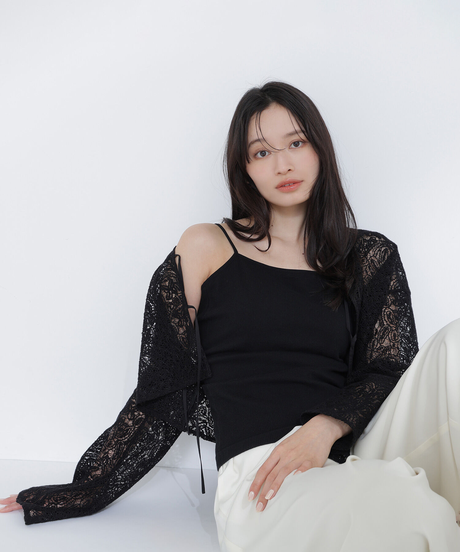  「カップ付インナーシリーズ バックシャンキャミソール」|Tシャツ・カットソー|ブラック