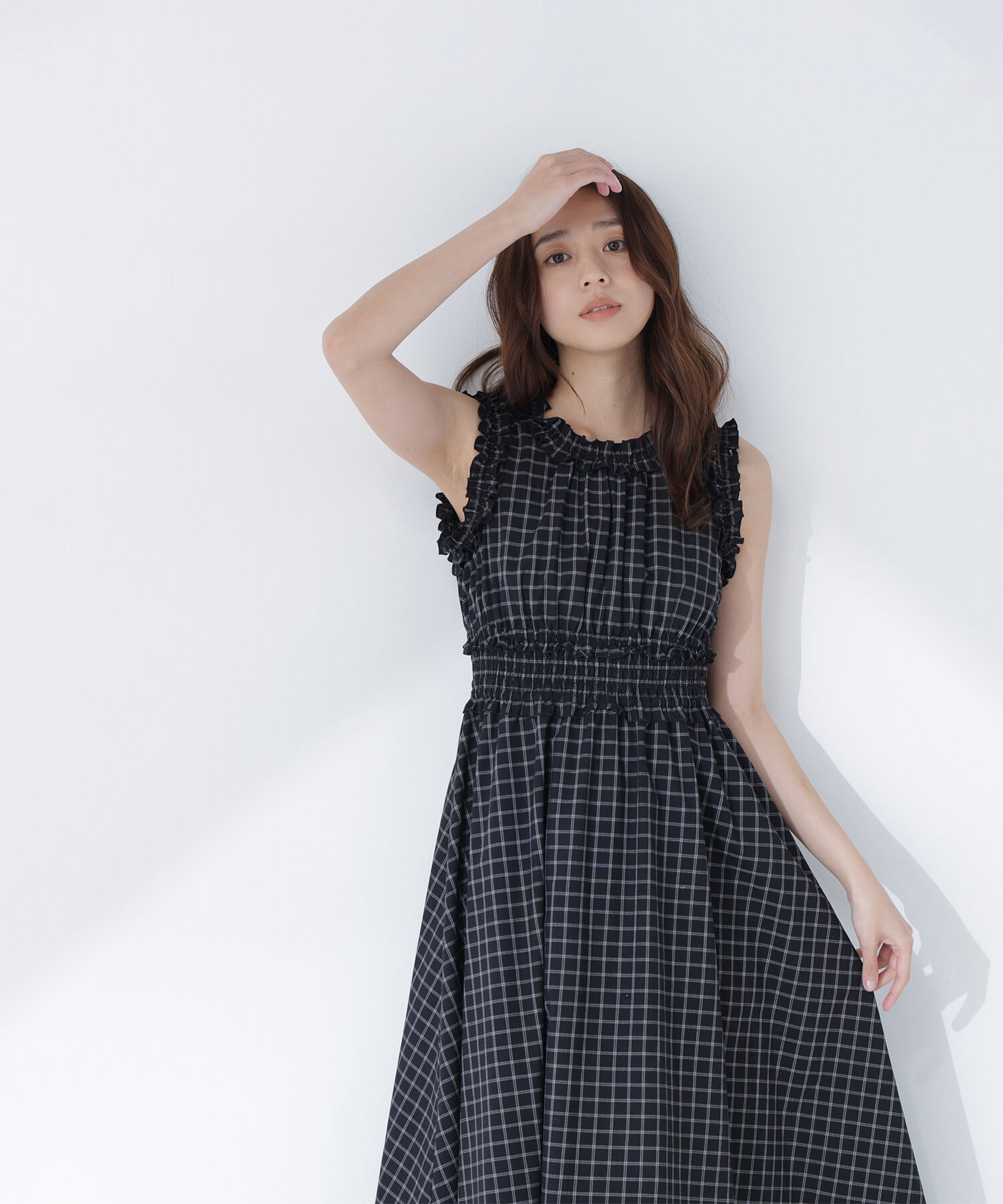  「チェックシャーリングワンピース」|ワンピース|