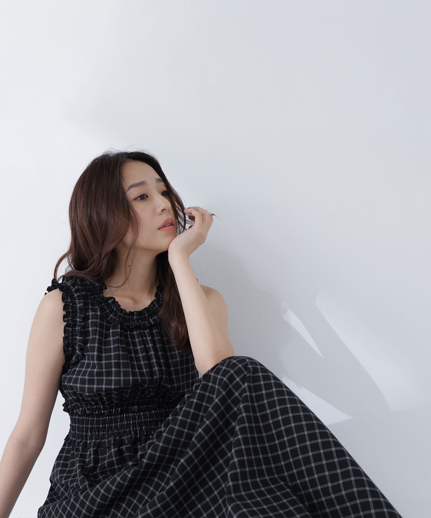  「チェックシャーリングワンピース」|ワンピース|