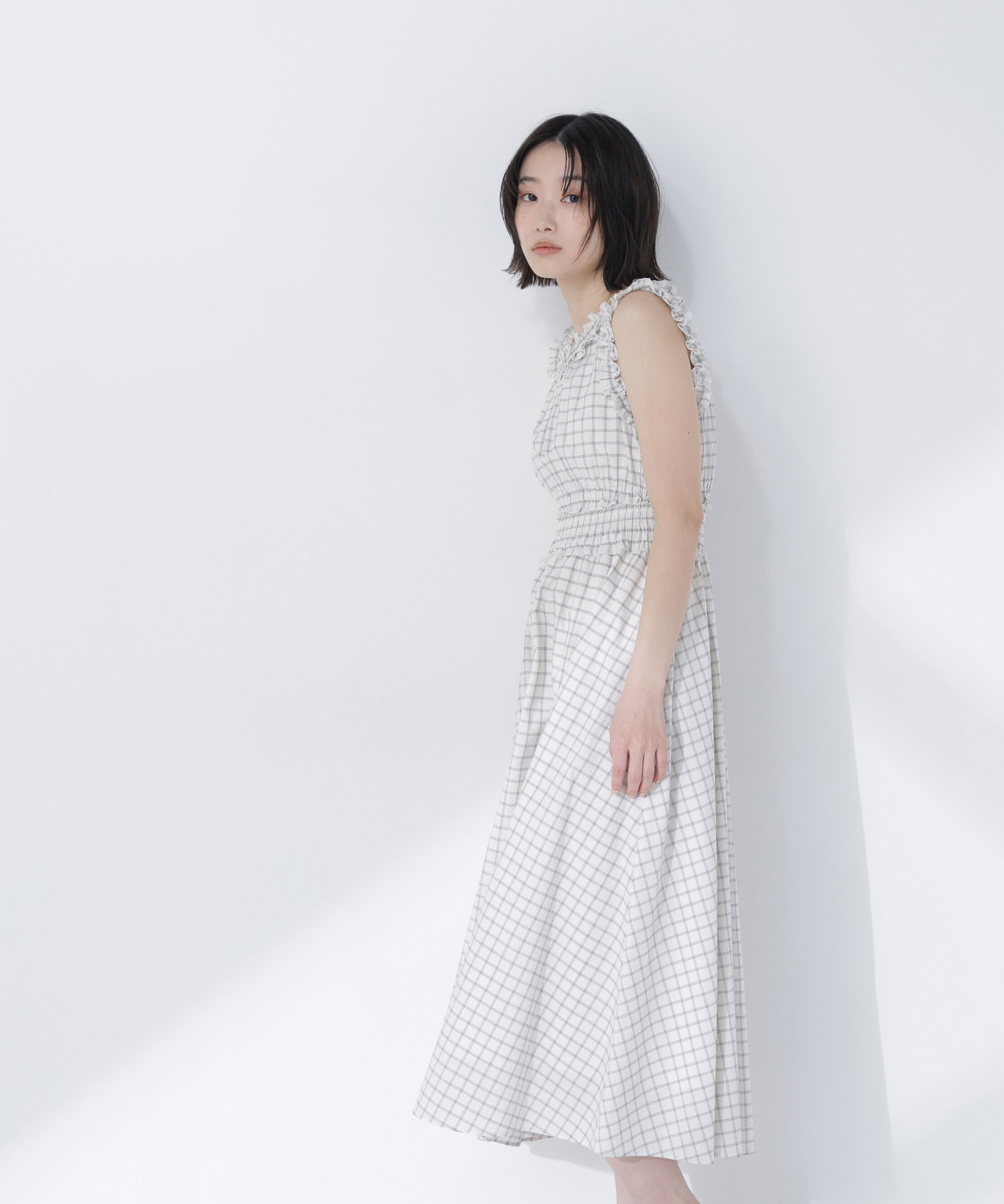  「チェックシャーリングワンピース」|ワンピース|