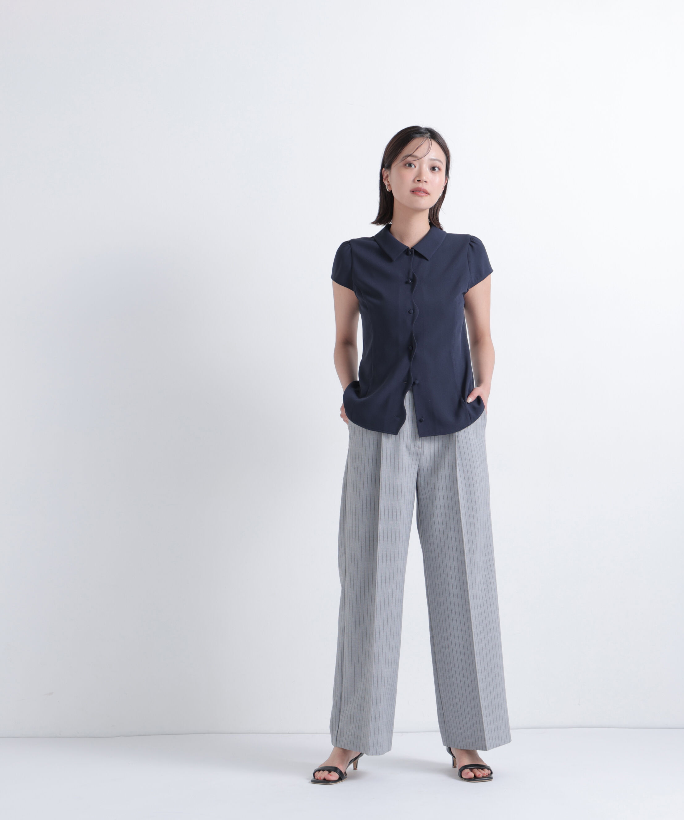  「ストライプタックストレートパンツ」|その他|