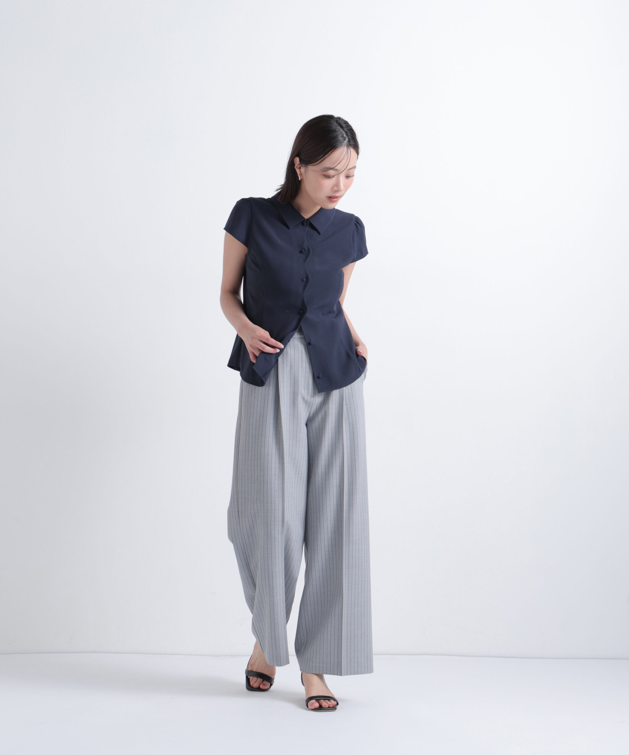  「ストライプタックストレートパンツ」|その他|