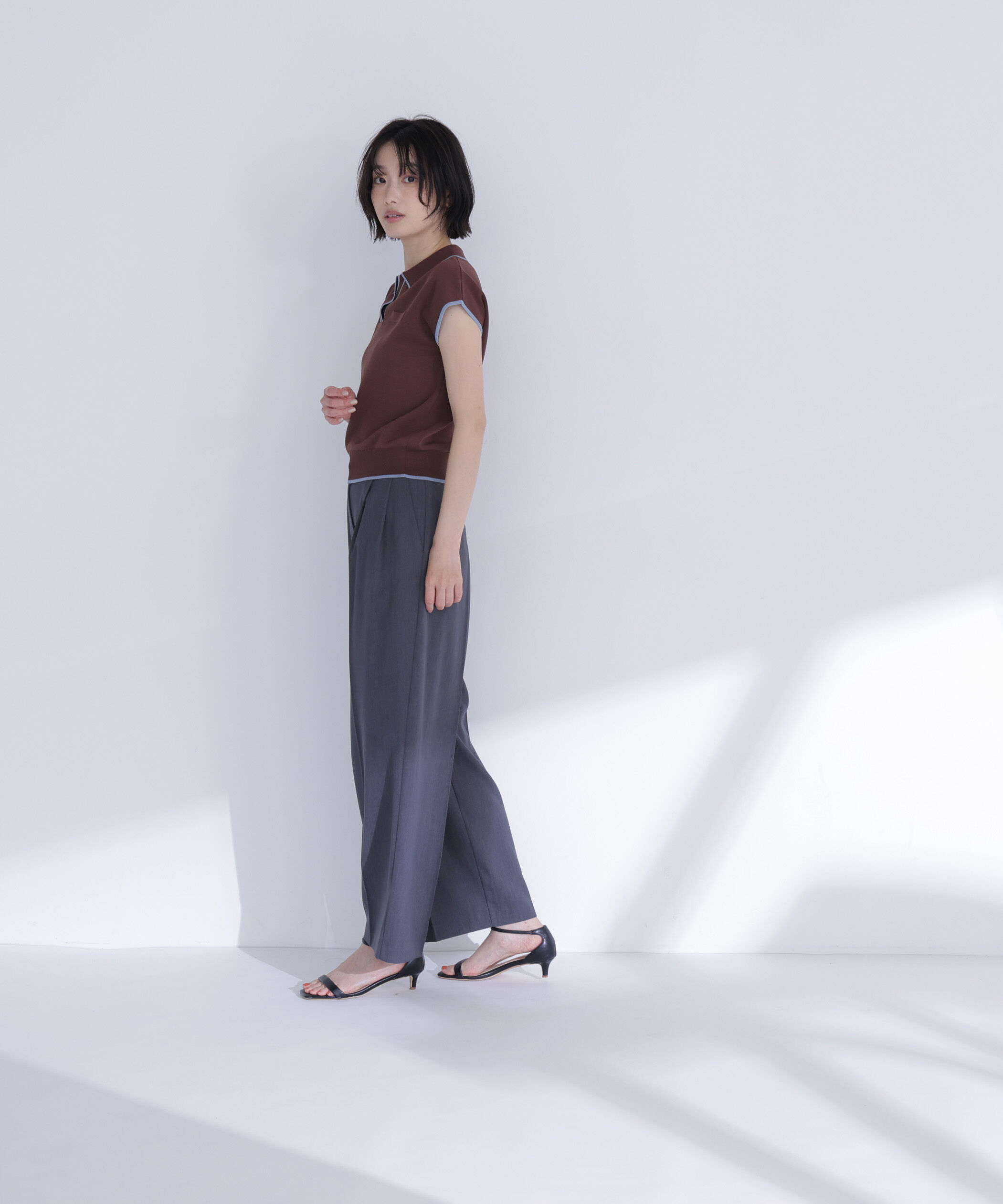  「バイカラーラインスキッパーニット」|ニット・セーター|