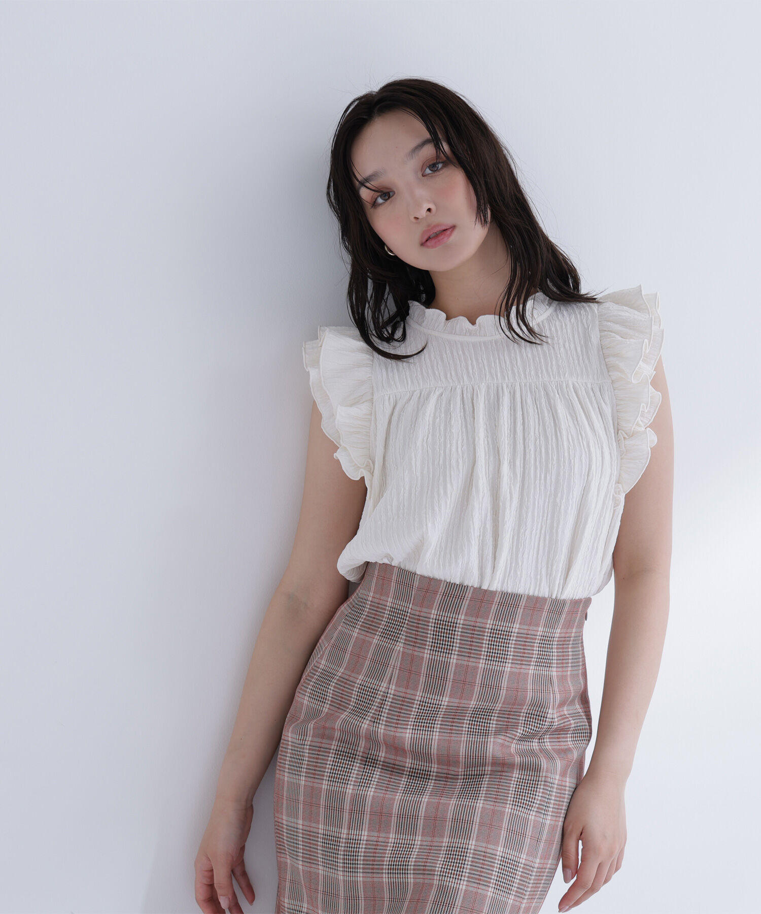  「ハイネックフリルスリーブカットソー」|Tシャツ・カットソー|