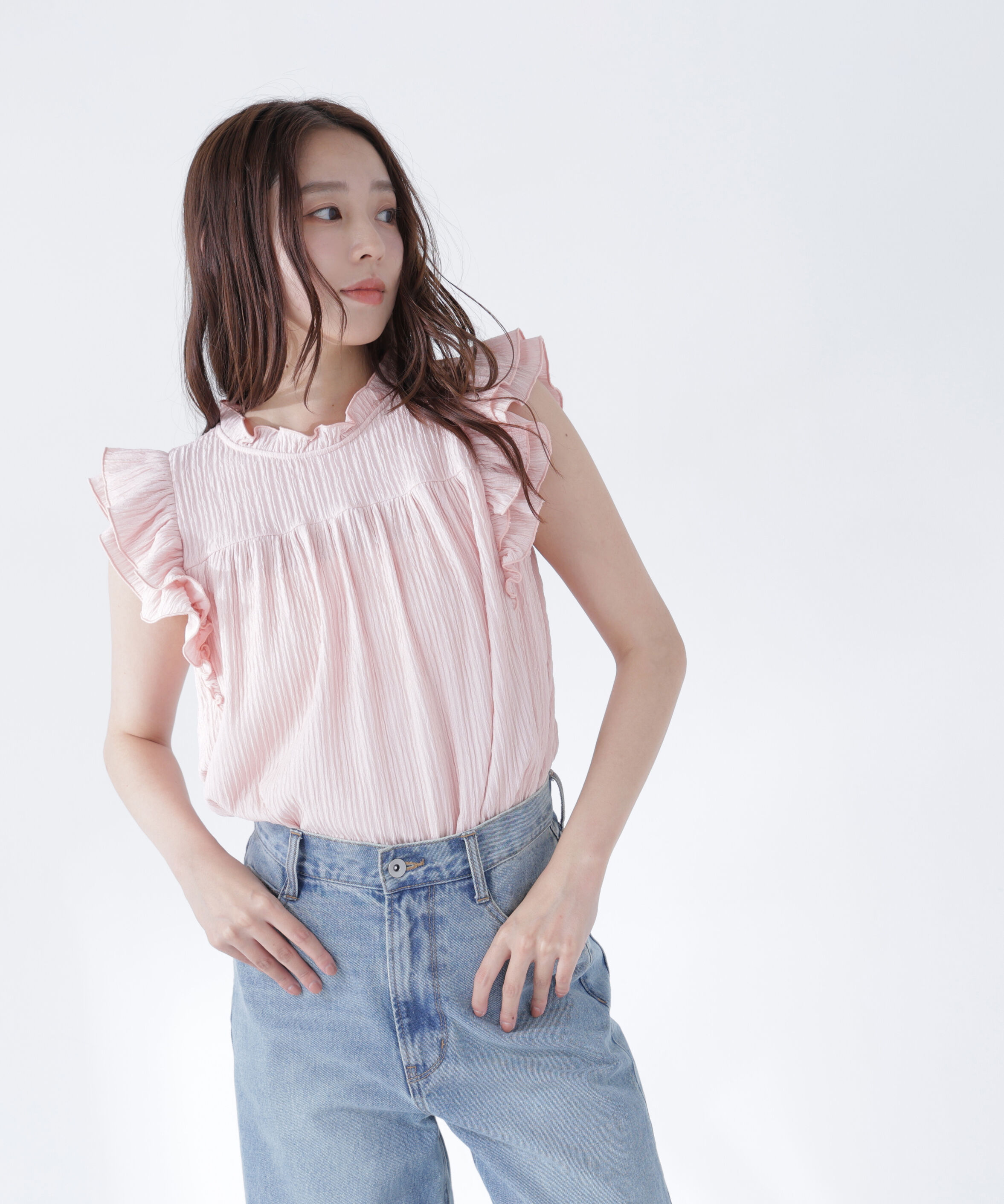  「ハイネックフリルスリーブカットソー」|Tシャツ・カットソー|