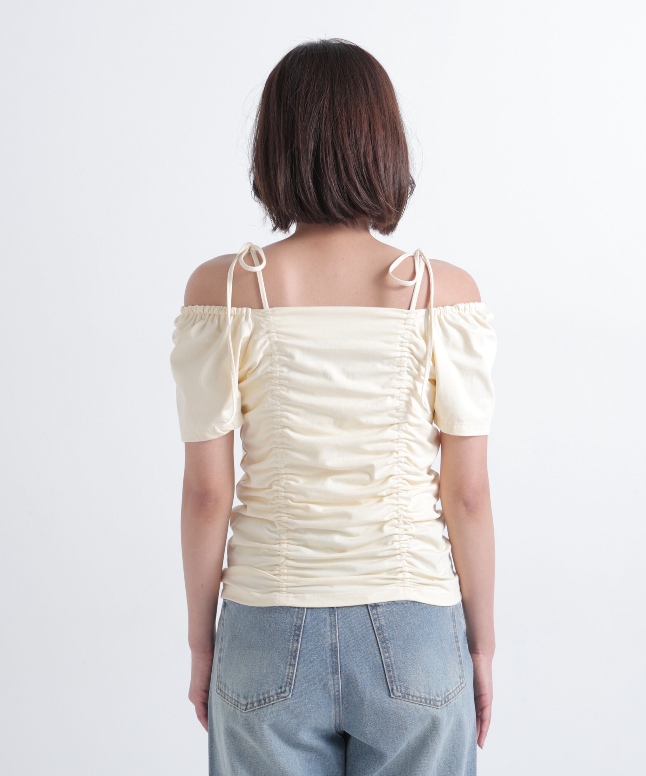  「ショルダーリボンドロストカットソー」|Tシャツ・カットソー|